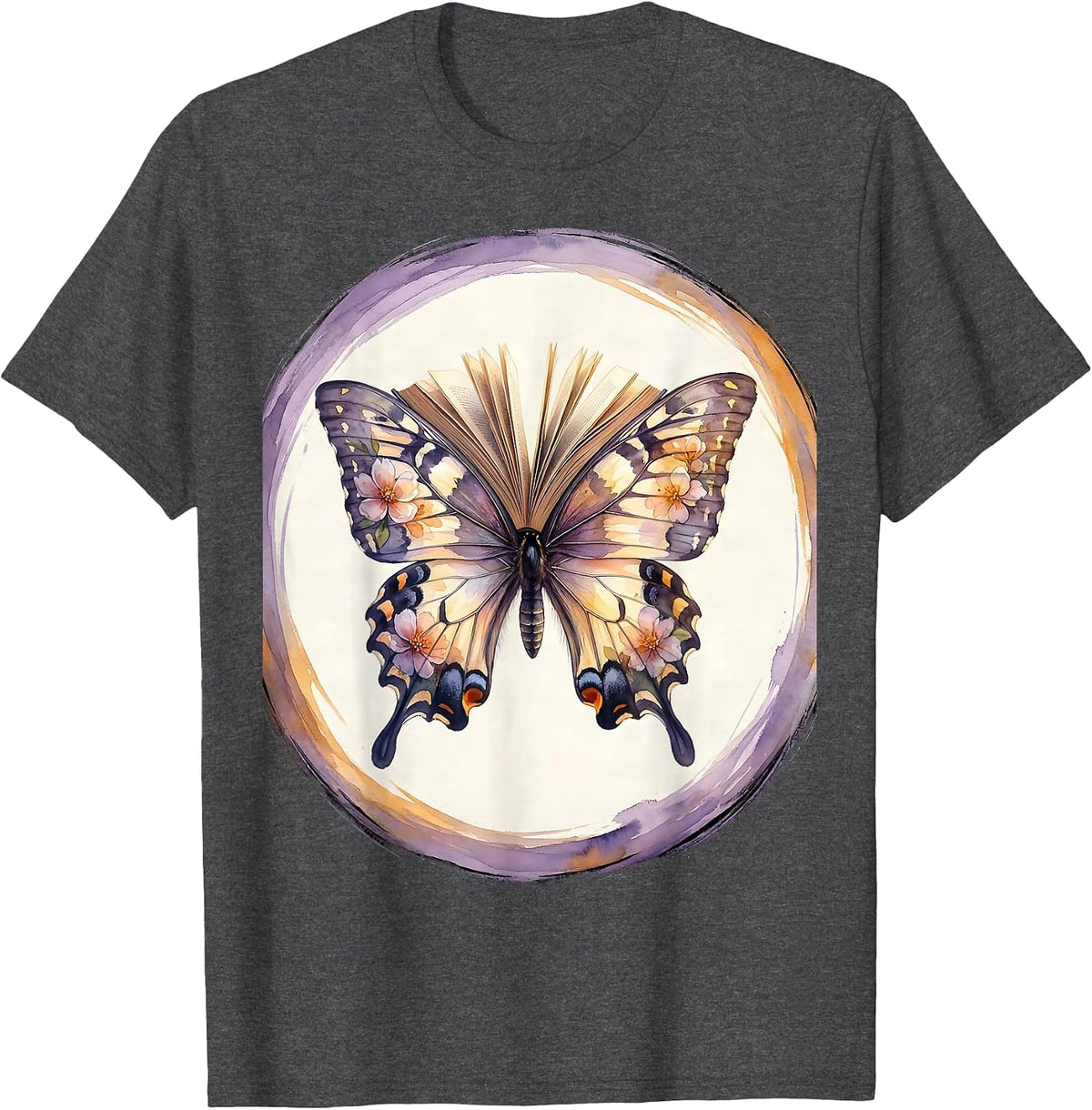 Special Education Teacher Butterfly Book Design T-Shirt - Dark Heather Grey