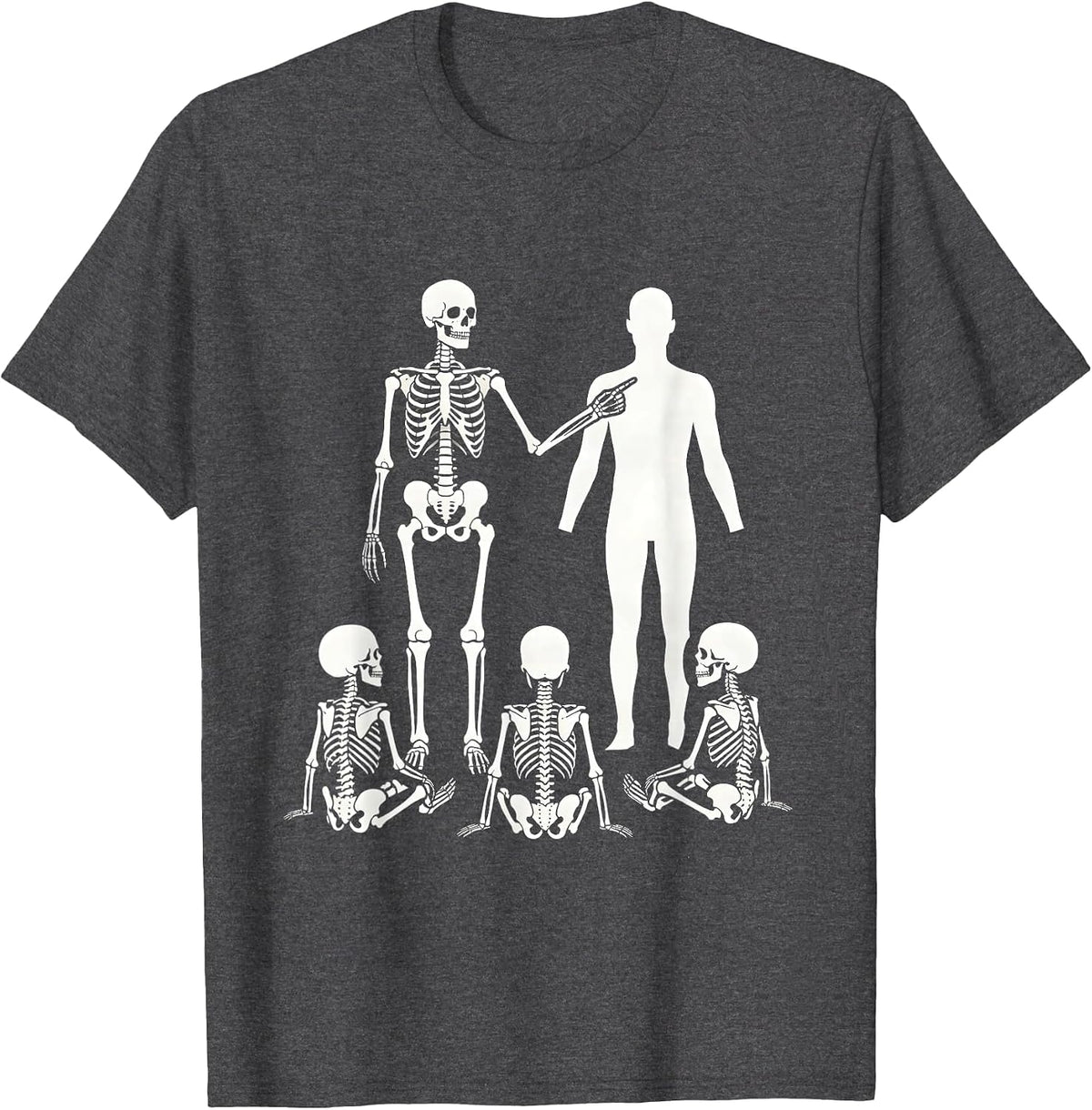 Skeleton Anatomy Teacher Funny Halloween Science T-Shirt - Dark Heather Grey