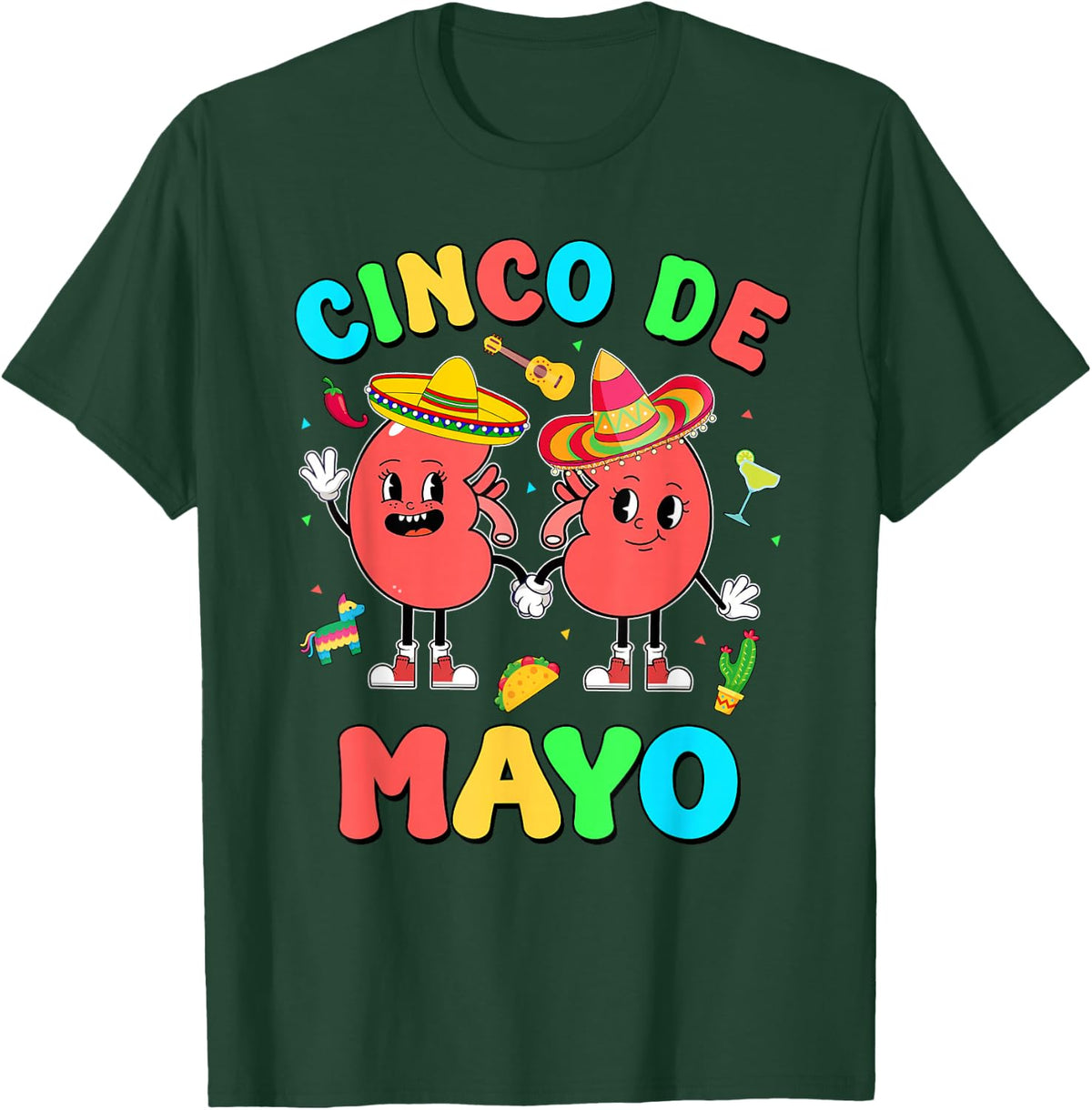 Cinco De Mayo Kidney Dialysis Nurse Mexican Fiesta Squad T-Shirt - Dark Green