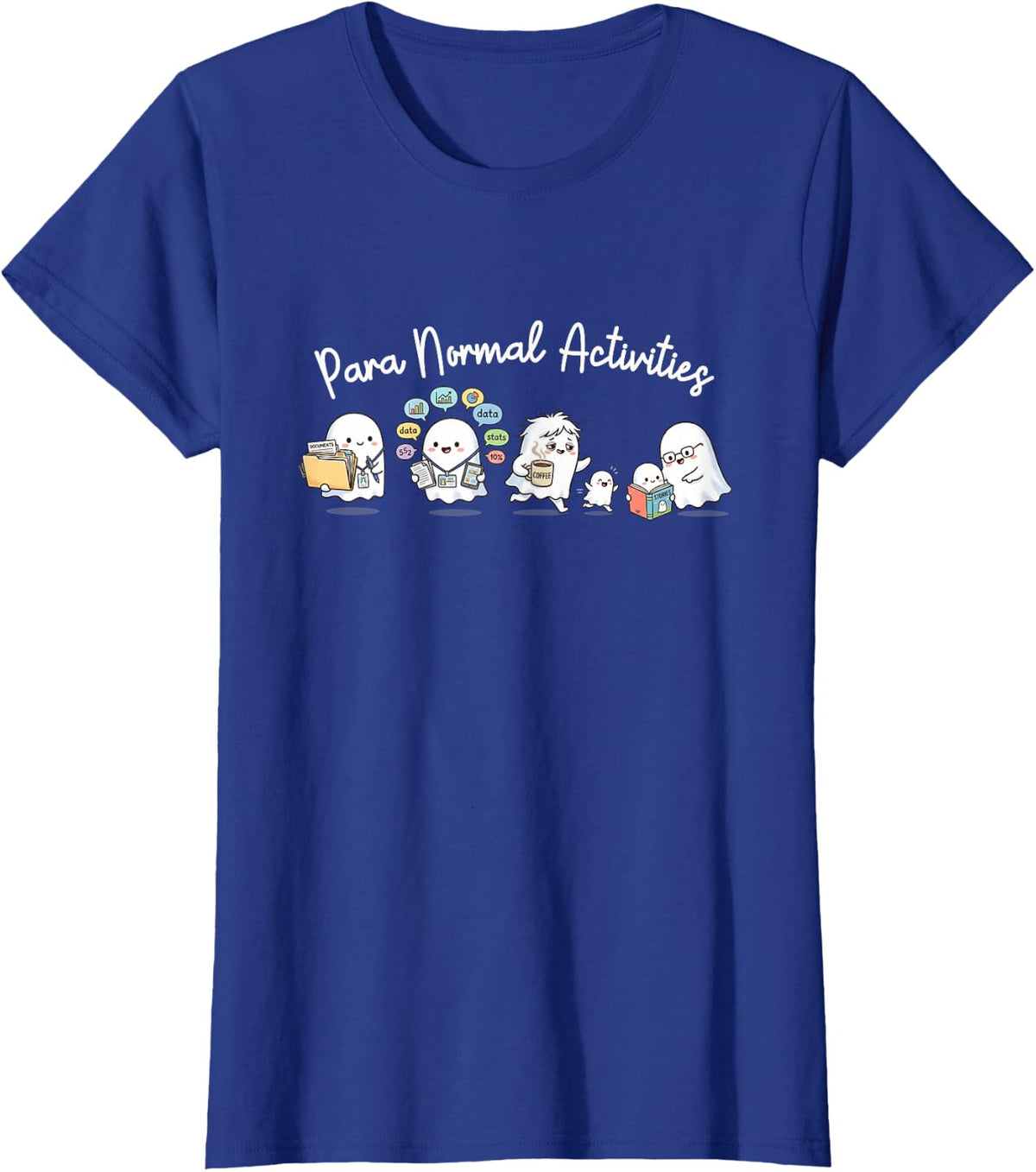 Special Education Paraprofessional Ghost Data Coffee Teacher T-Shirt - Royal Blue
