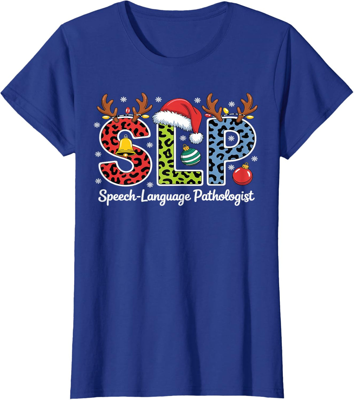 SLP Funny Christmas Speech Language Pathologist Santa Xmas T-Shirt - Royal Blue