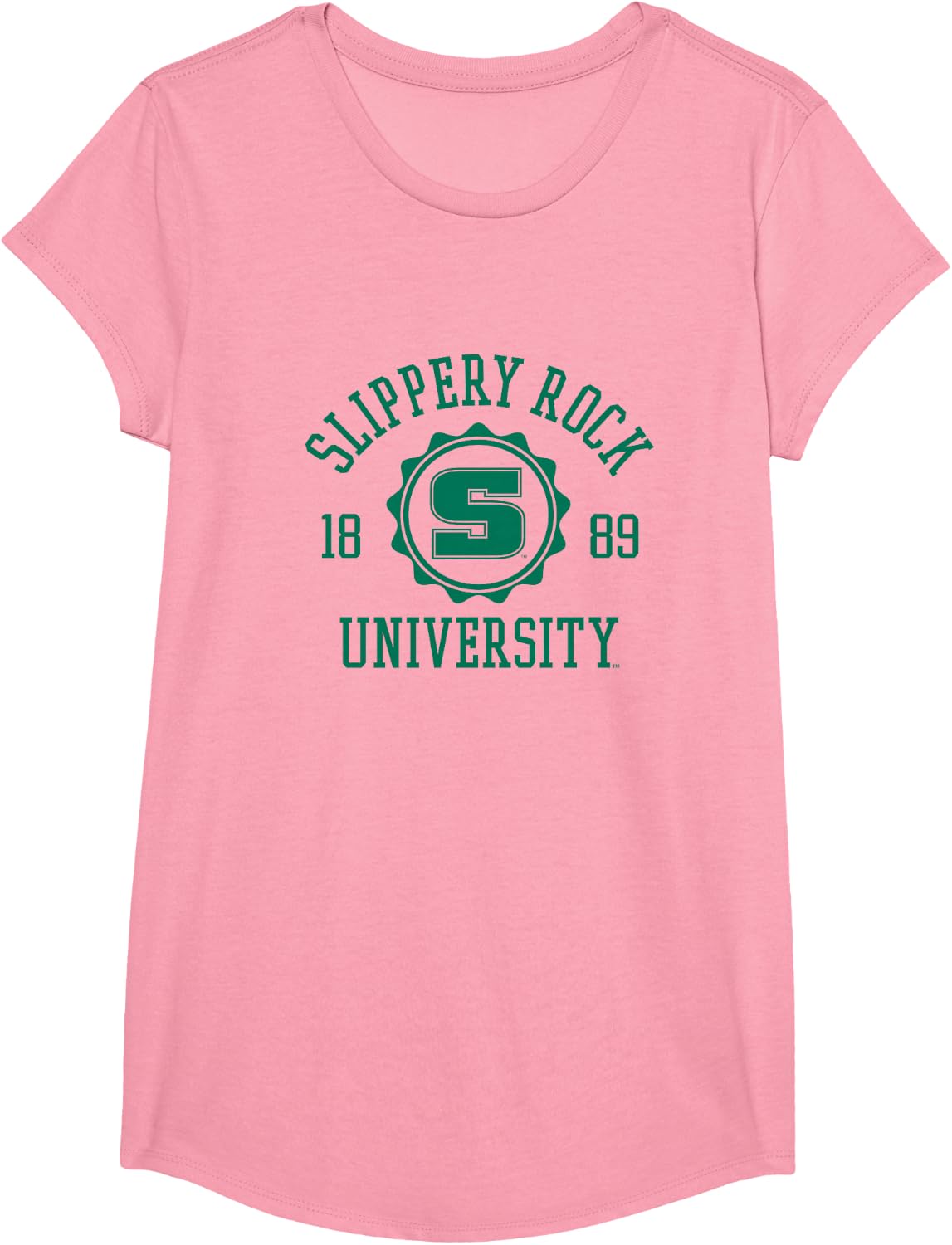 Slippery Rock The Rock Stamp Officially Licensed T-Shirt - Girls Pink