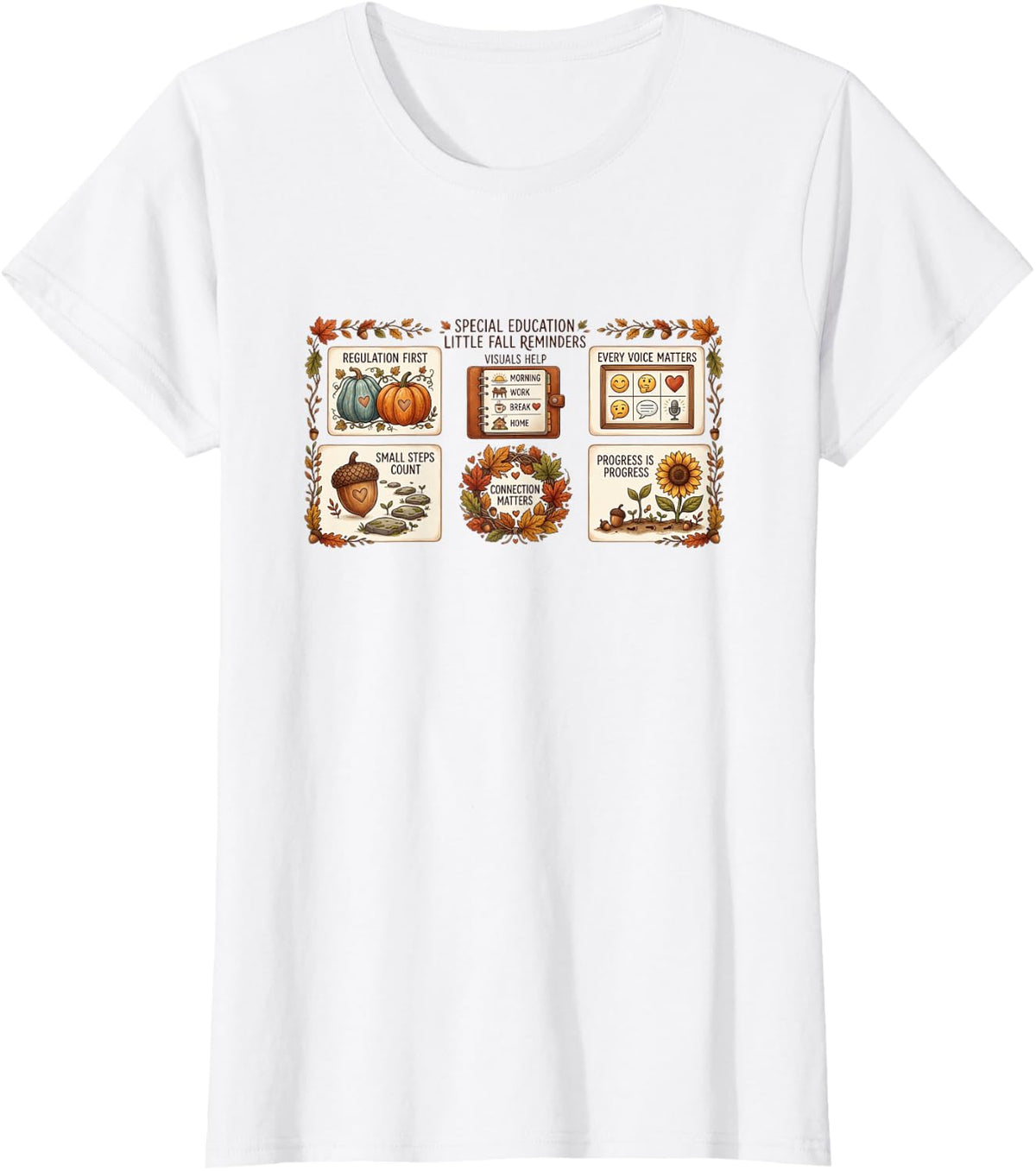 Special Education Little Fall Reminders Autumn SPED Teacher T-Shirt - White