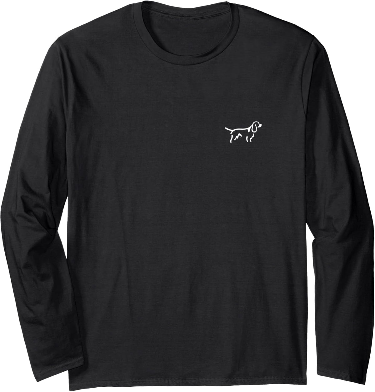 Simple Minimalist Badge Line Art English Springer Spaniel Long Sleeve T-Shirt - Adult Unisex Black