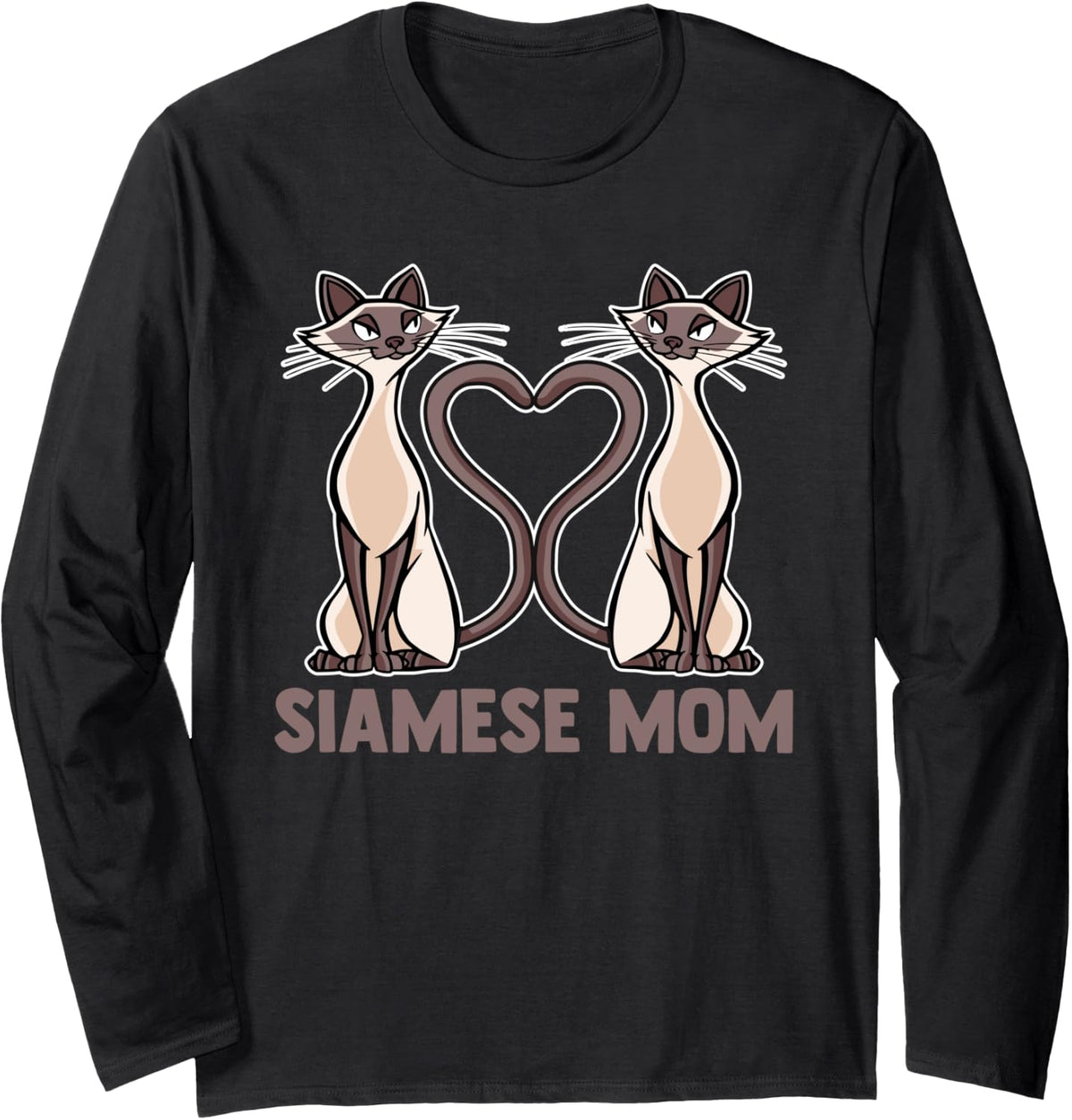 Siamese Mom Asian Cat Kitten Bandana Pet Novelty Long Sleeve T-Shirt - Adult Unisex Black