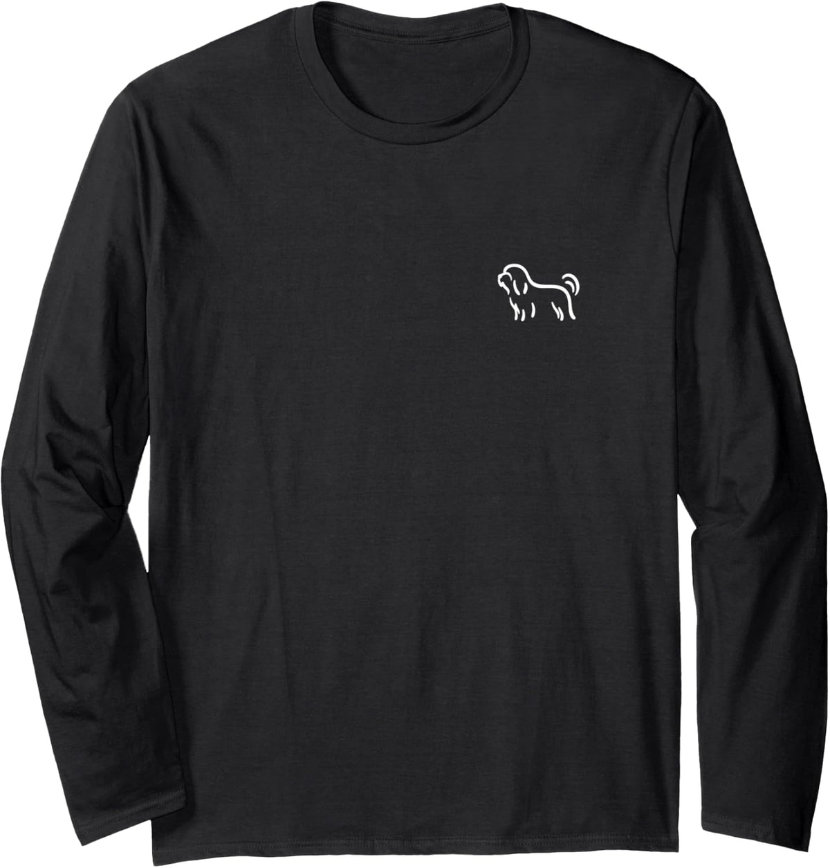 Simple Minimalist Badge Patch Line Art Havanese HAV Long Sleeve T-Shirt - Adult Unisex Black