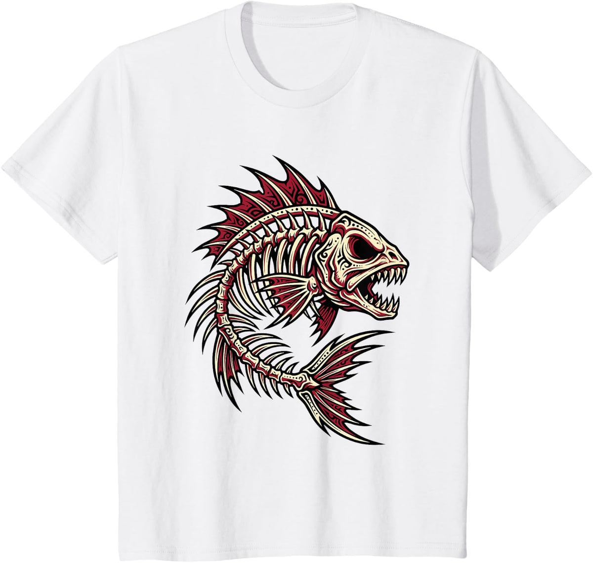 Skeleton Fish Bones Fishing Lover Fisherman Angler T-Shirt - White