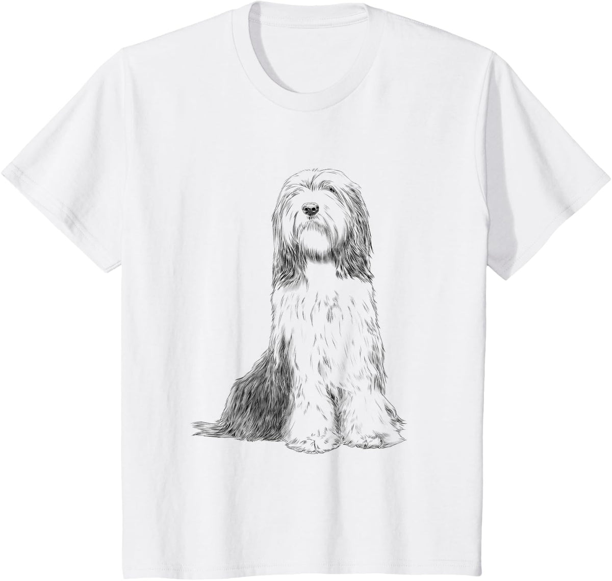 Sitting Dog Bearded Collie T-Shirt - White