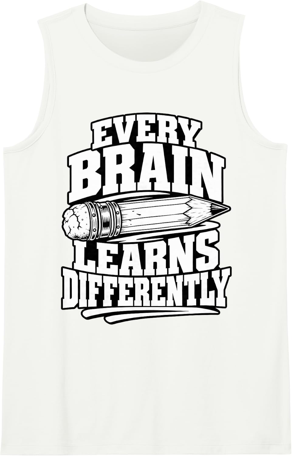 Special Education Every Brain Learns Differently Pencil Fans Sleeveless Tank Top - White