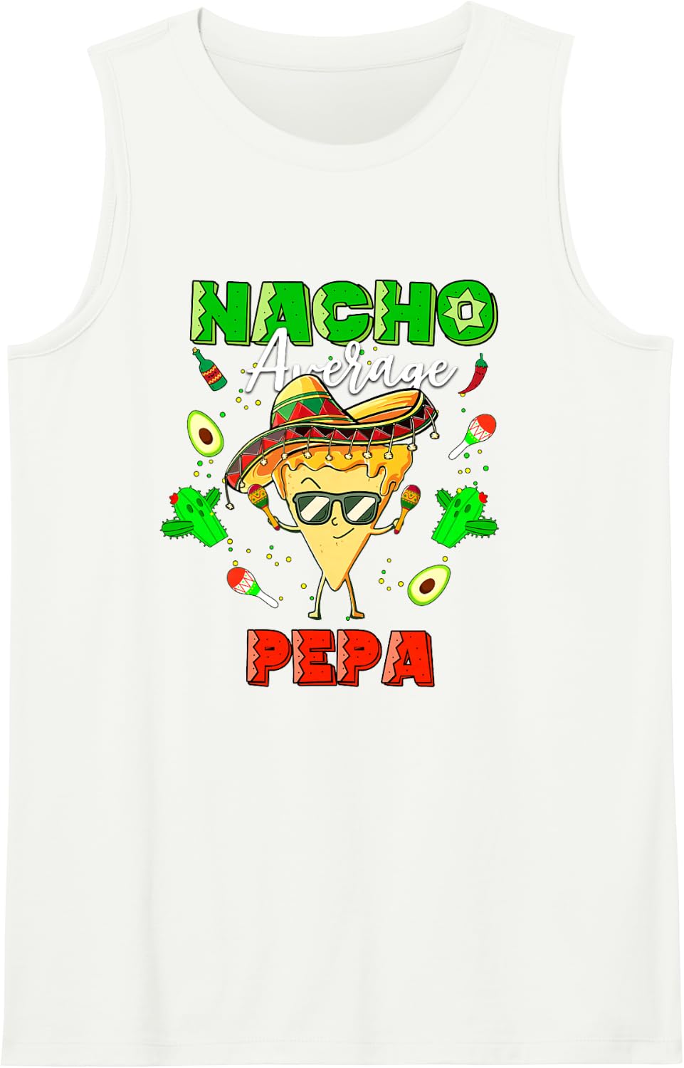 Mexican Nacho Average Pepa Sleeveless Tank Top - White