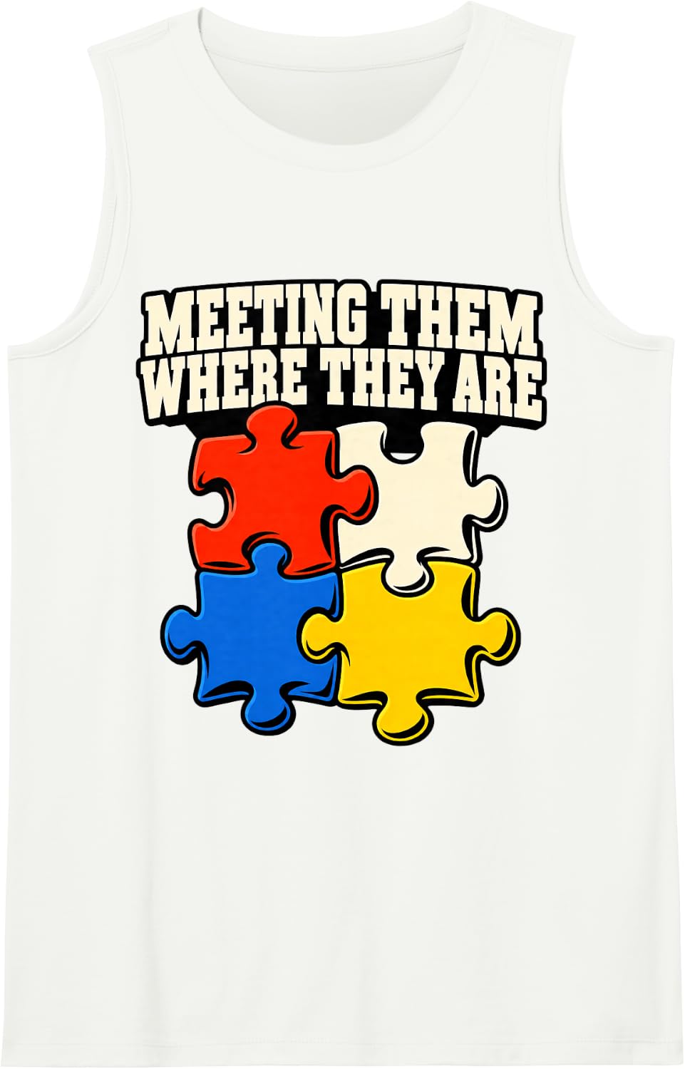 Special Education Meeting Them Where They are Aide Puzzle Sleeveless Tank Top - White