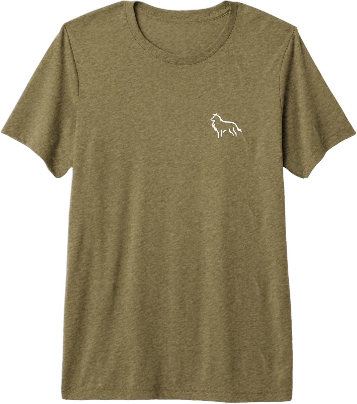 Simple Minimalist Badge Patch Line Art Collie Premium Tri-Blend T-Shirt - Olive Green
