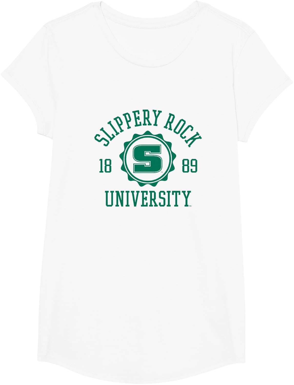 Slippery Rock The Rock Stamp Officially Licensed T-Shirt - Girls White
