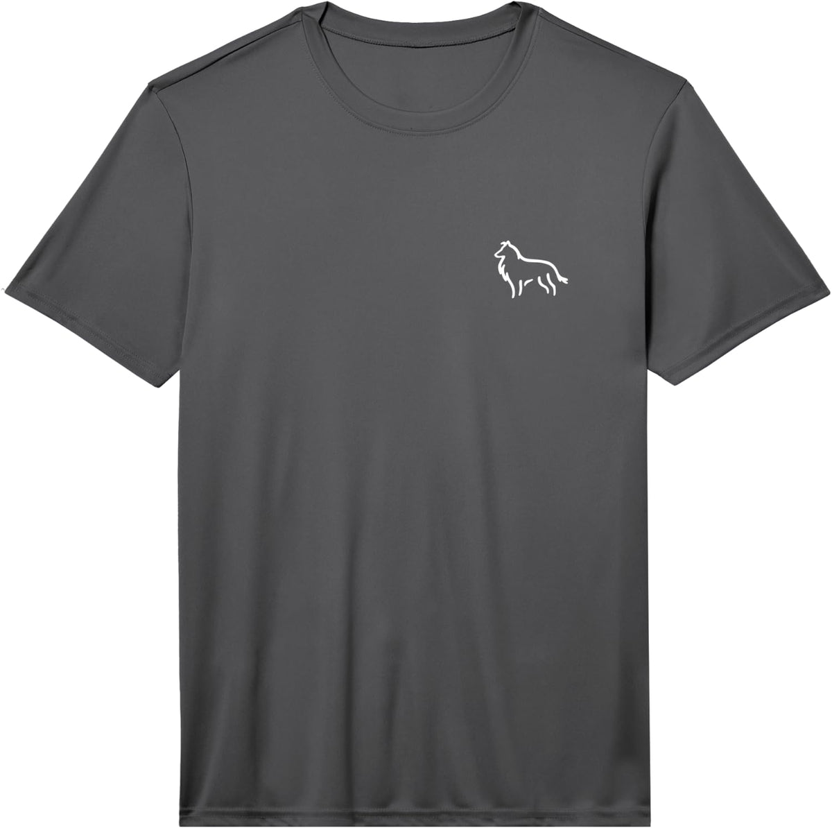 Simple Minimalist Badge Patch Line Art Collie Performance T-Shirt - Asphalt Grey