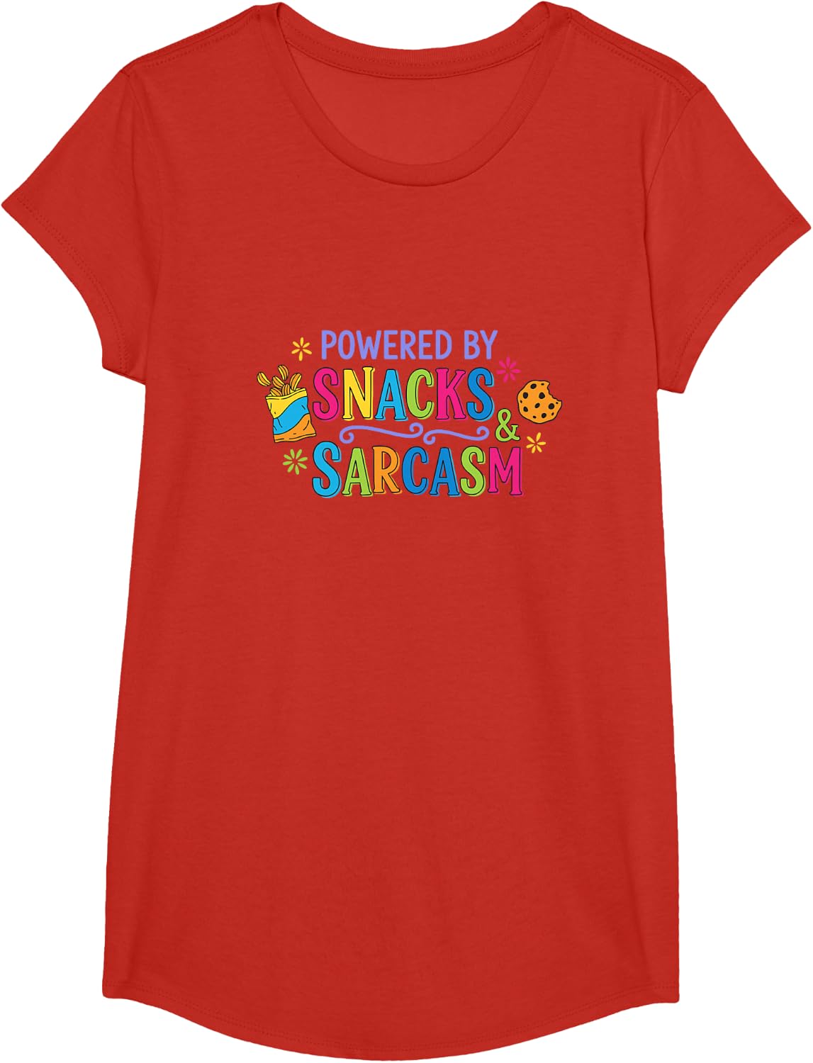 Snacks Sarcasm Funny Quote Humor Saying T-Shirt - Girls Red