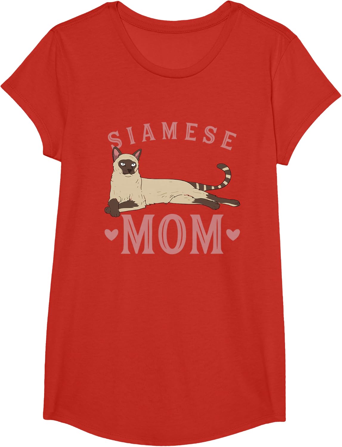 Siamese Mom Adorable Cat Lover T-Shirt - Girls Red