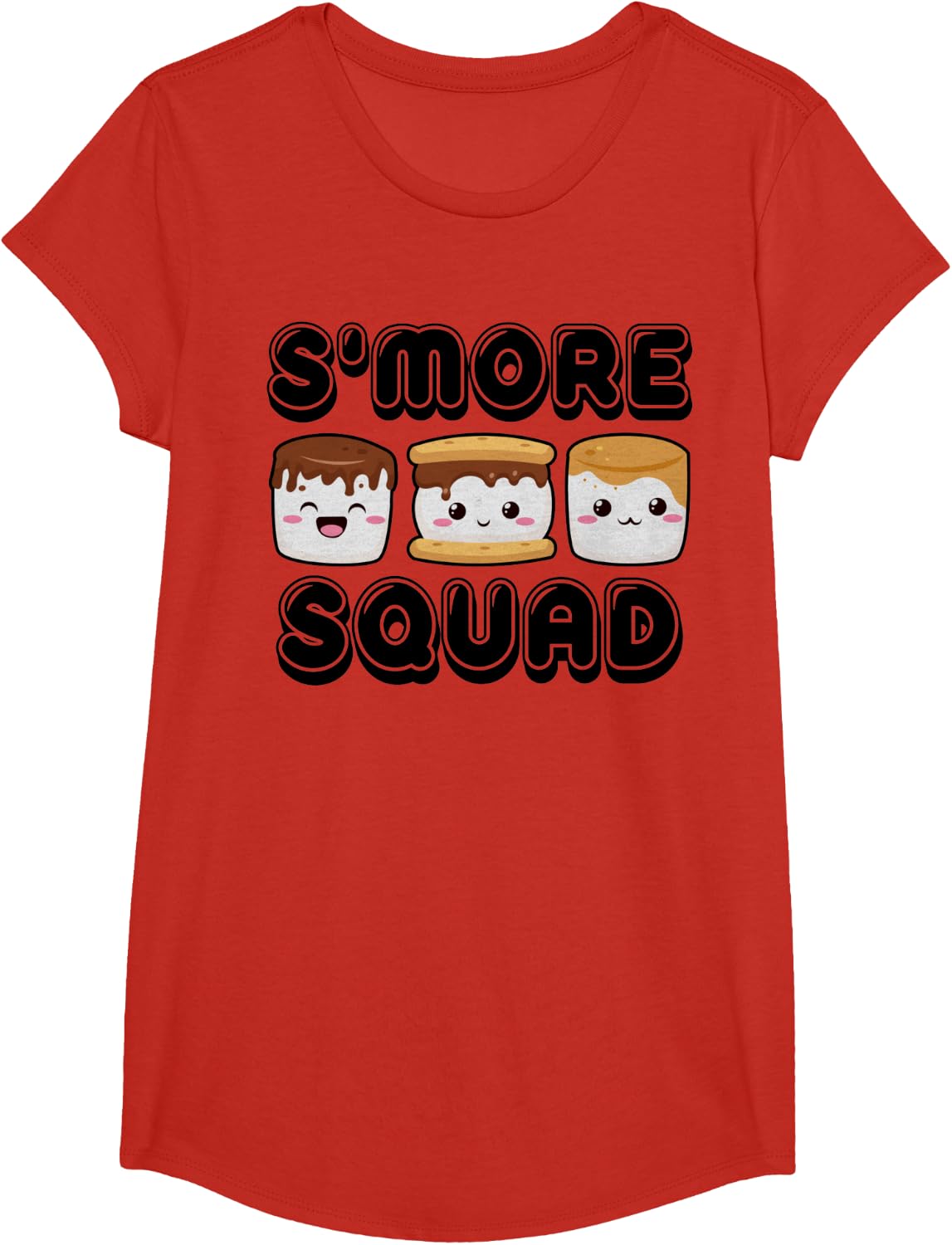Smore Squad Camping Campfire Chocolate Marshmallow S'mores T-Shirt - Girls Red