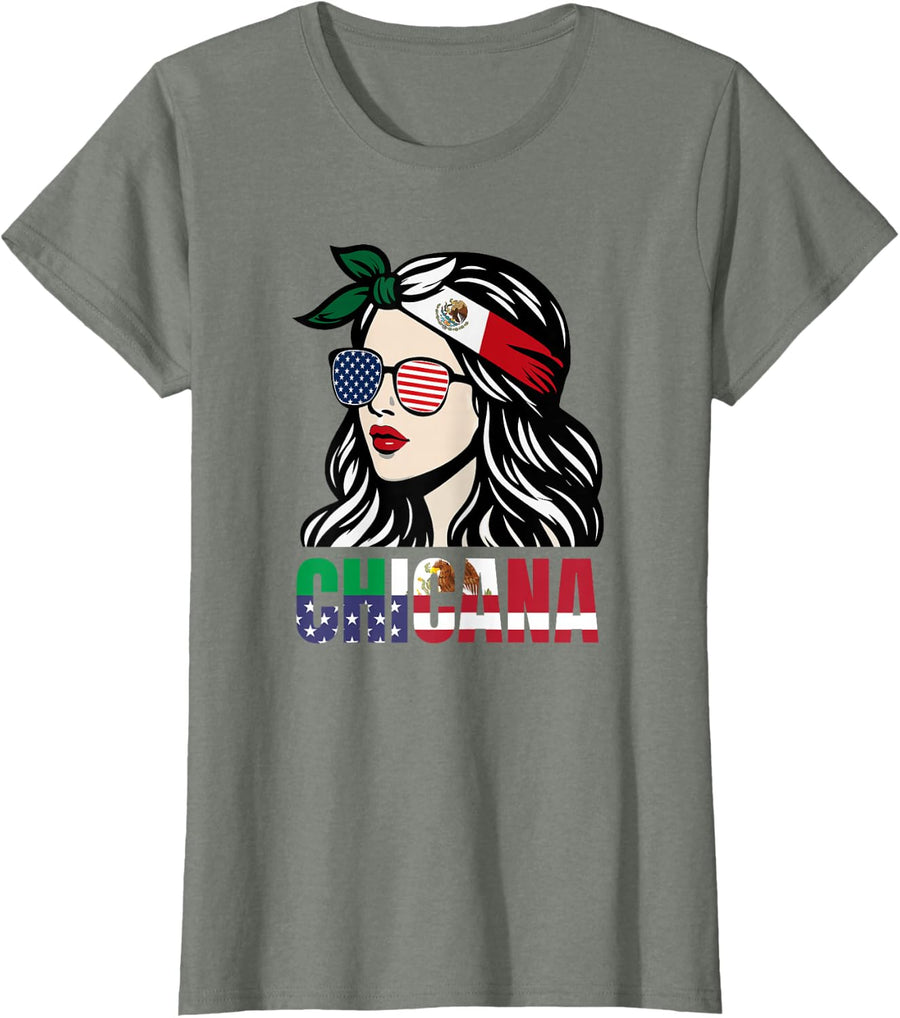 Chicana Shirt Women Girls Mexican American Cinco De Mayo T-Shirt - Olive Heather