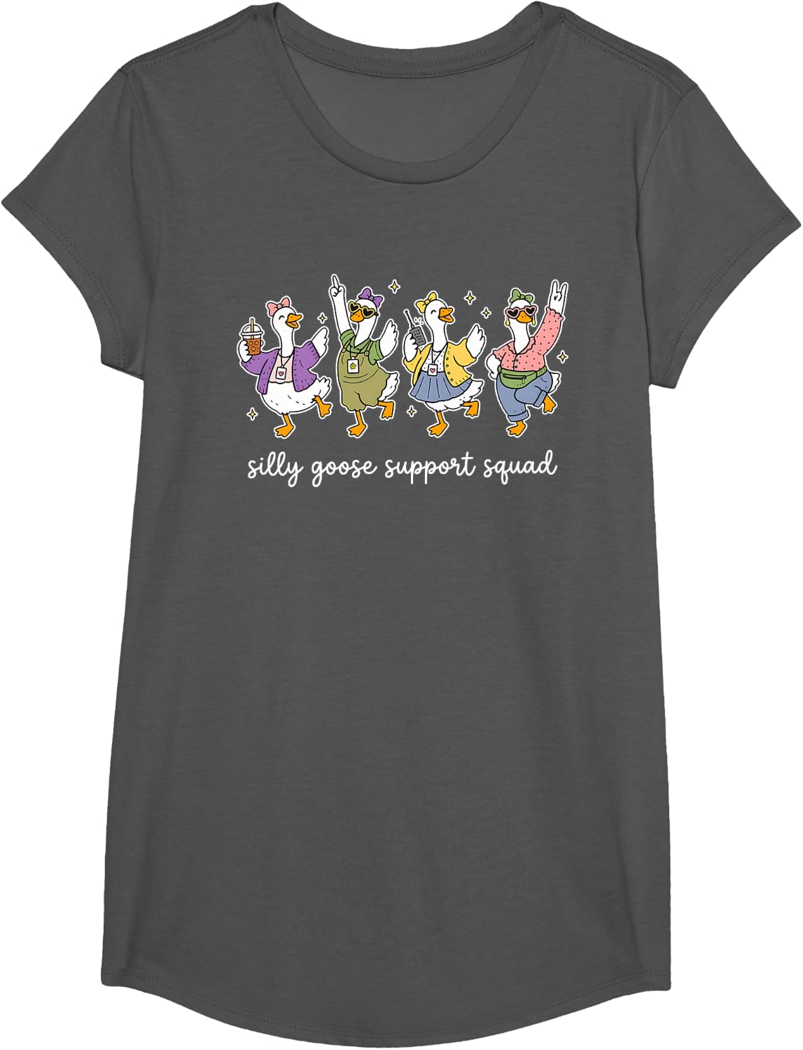 Silly Goose Support Special Education SPED Teacher First Day T-Shirt - Girls Asphalt Grey