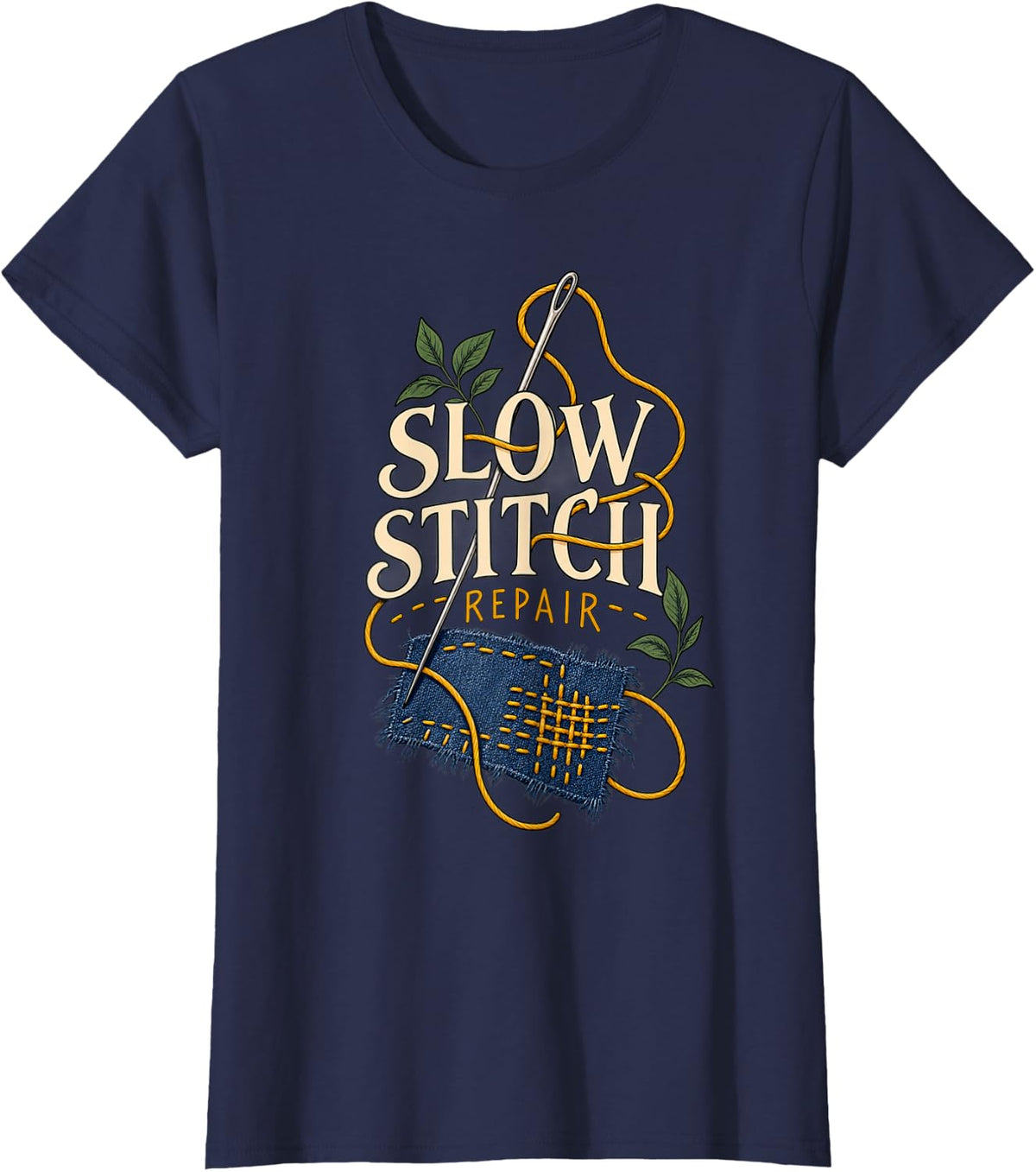 Slow Stitch Repair for Sewing and Mending Hobbyist T-Shirt - Navy Blue