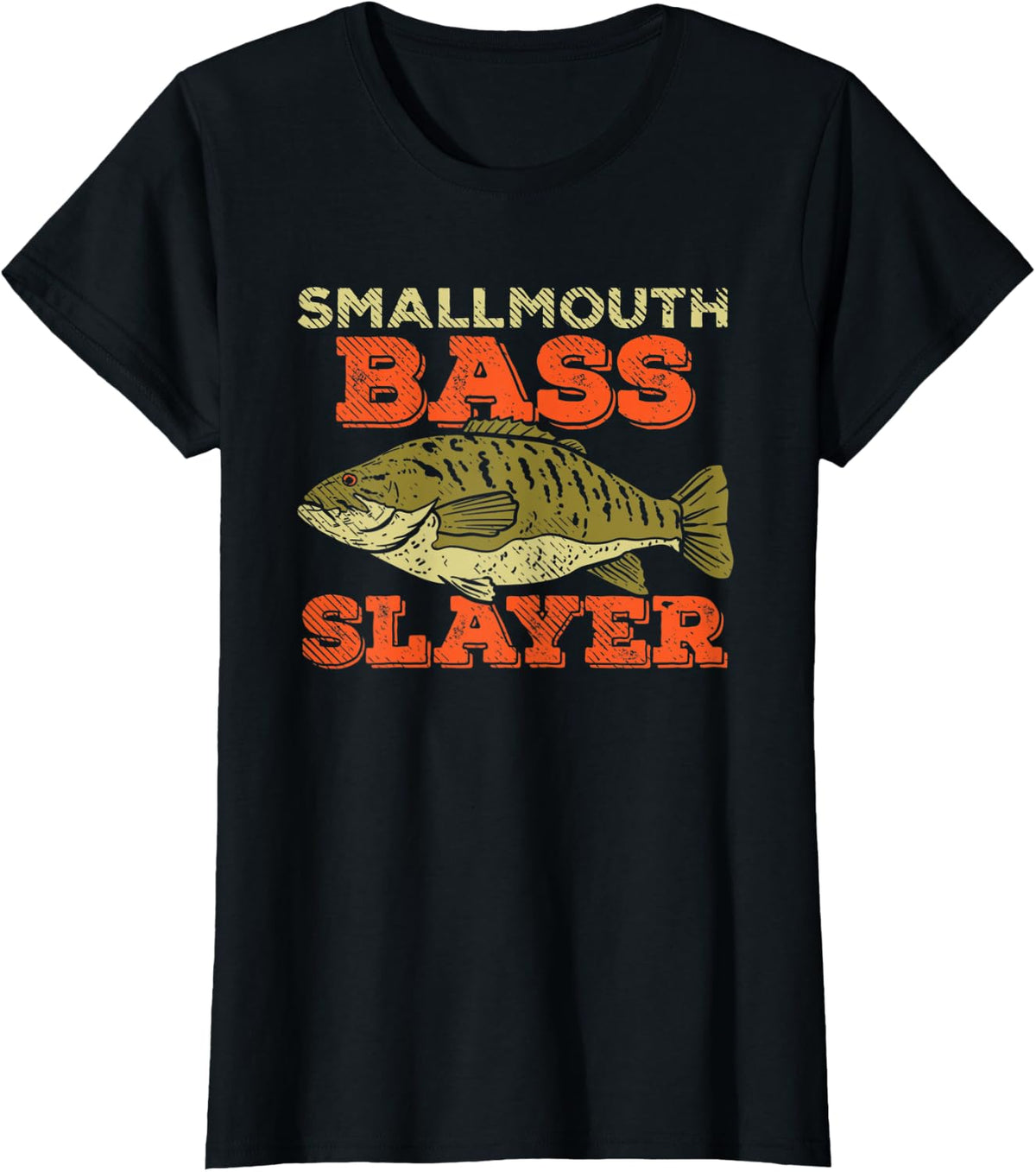 Smallmouth Bass Slayer Funny Fishing T-Shirt - Black