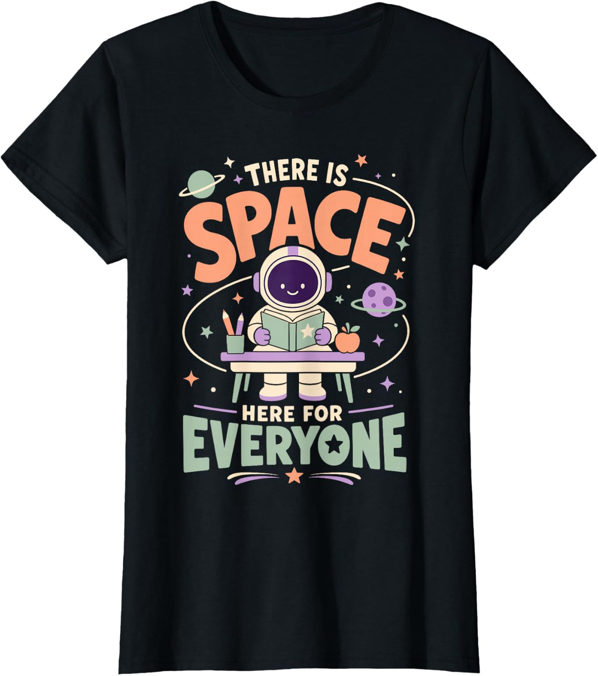 Space Teacher Reading Classroom Everyone Astronomy T-Shirt - Black