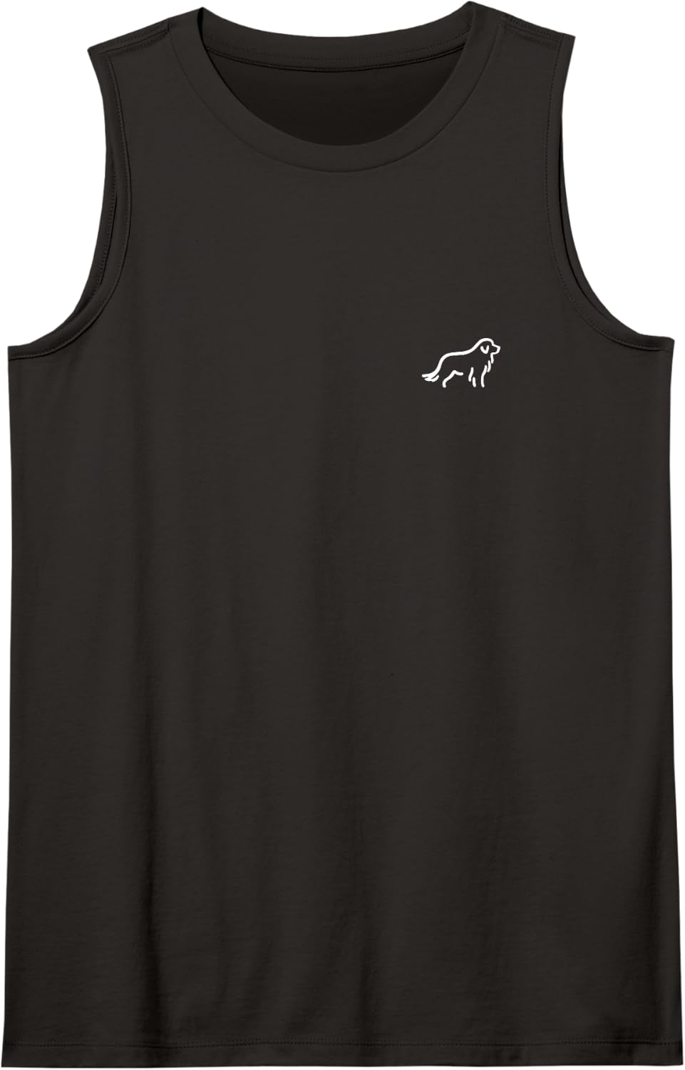 Simple Minimalist Badge Patch Line Art Great Pyrenees Sleeveless Tank Top - Black