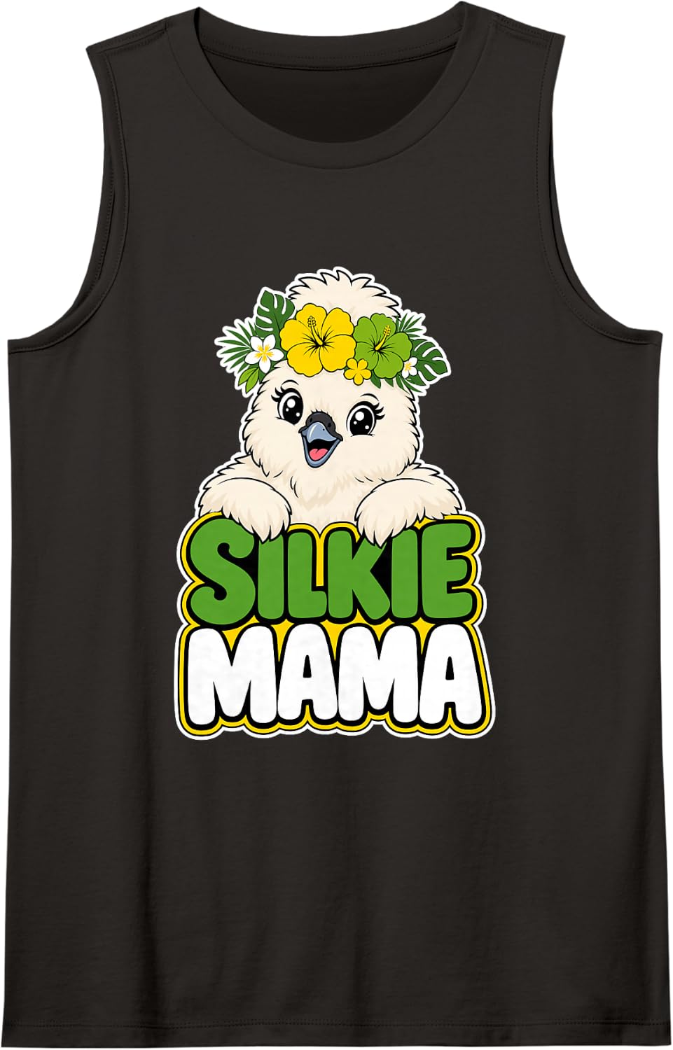 Silkie Chicken Mama Sleeveless Tank Top - Black
