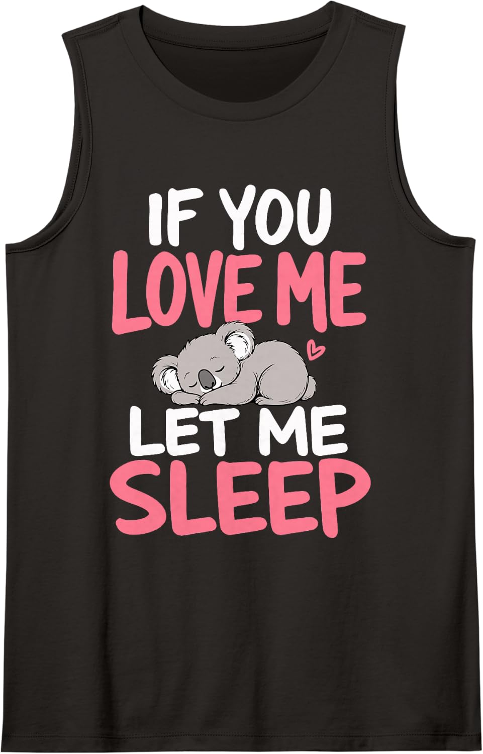 Sleeping Koala Sleeveless Tank Top - Black