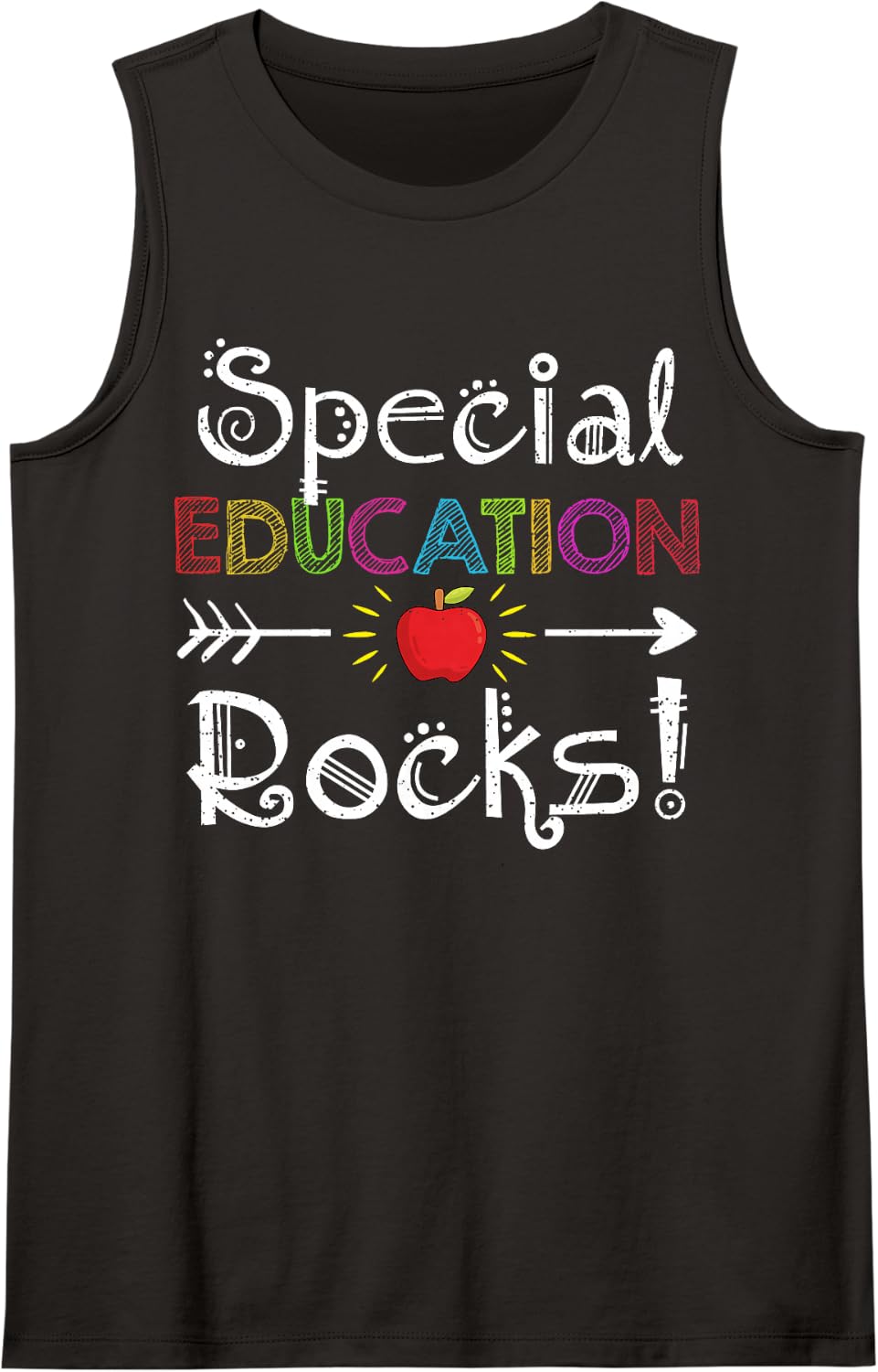 Special Education Rocks Teacher Student Back to School Sleeveless Tank Top - Black