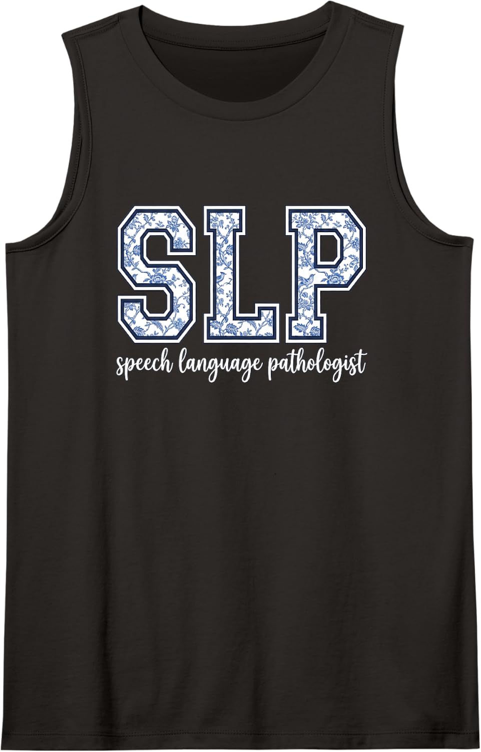 SLP Speech Language Pathologist Floral Therapy Therapist Sleeveless Tank Top - Black