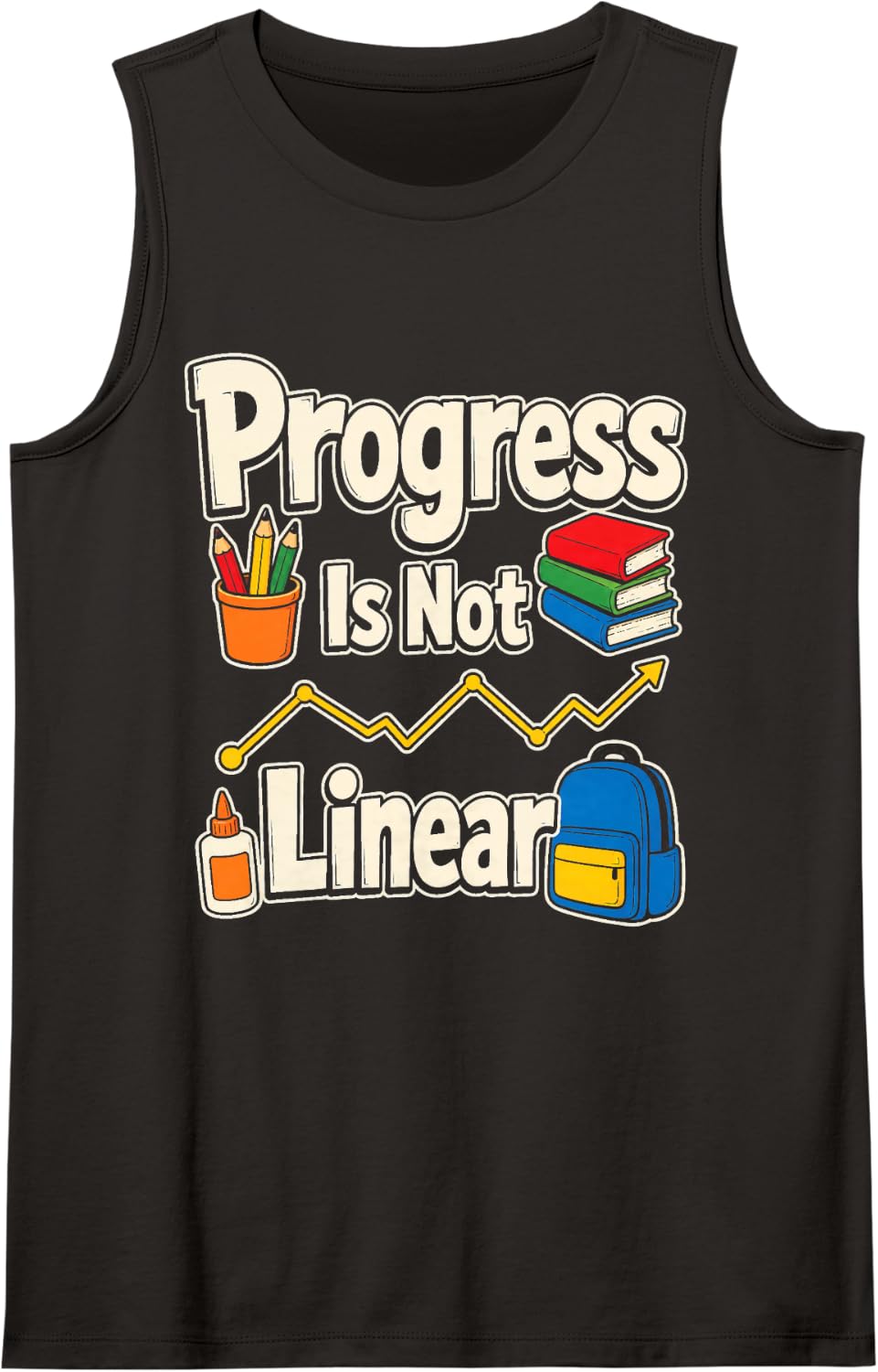 Special Education Staff SPED Progress is Not Linear Sleeveless Tank Top - Black