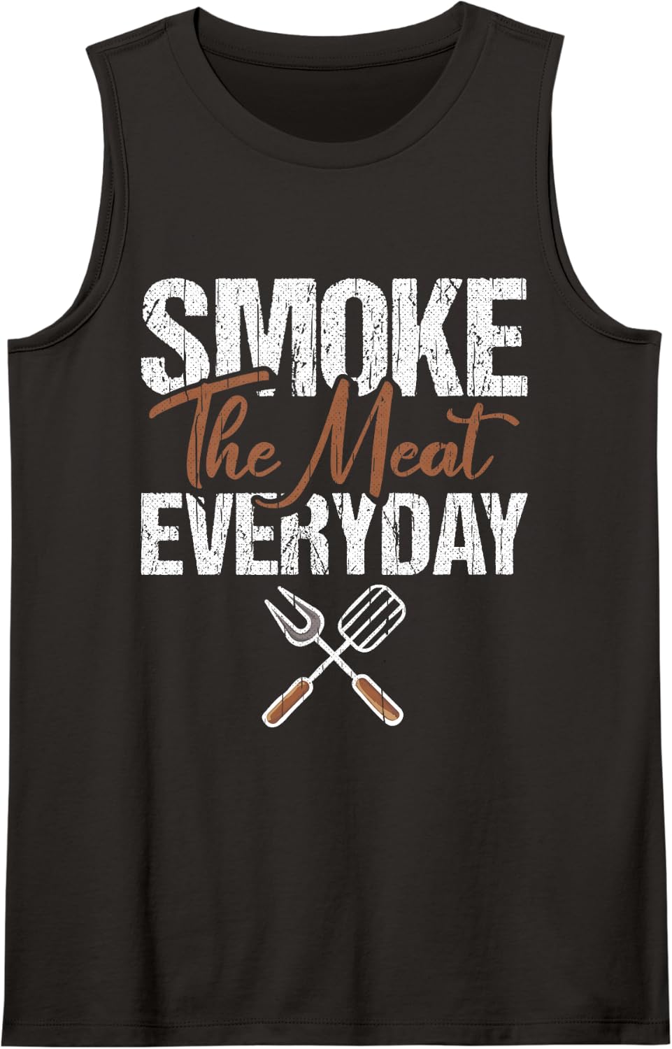 Smoke Meat Everyday BBQ Smoker Funny Barbecue Chef Pitmaster Sleeveless Tank Top - Black