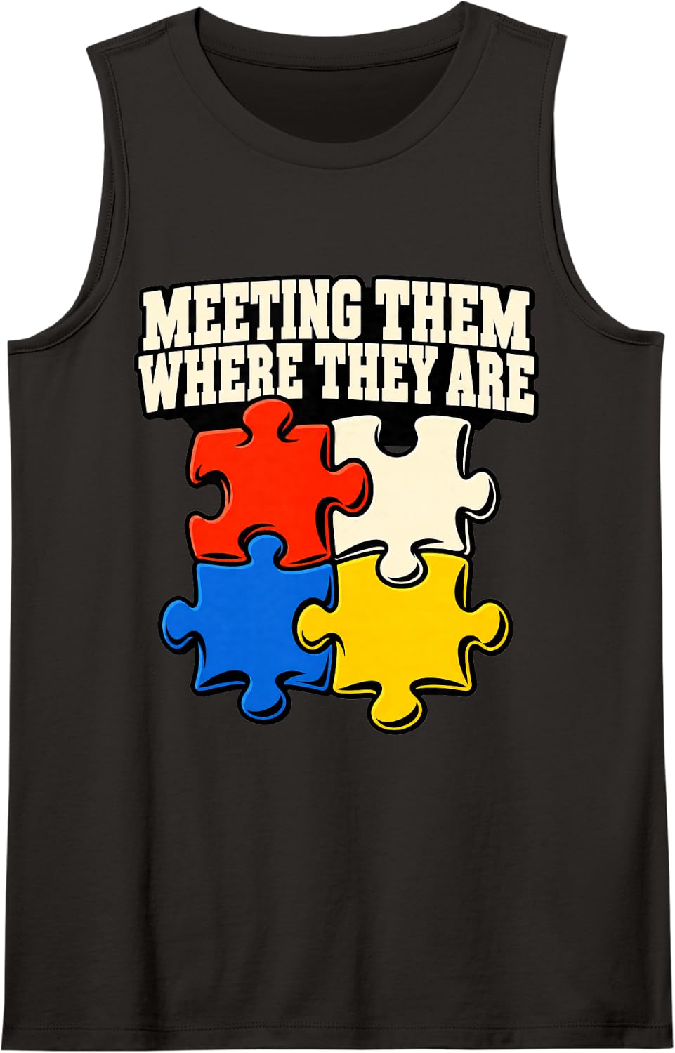 Special Education Meeting Them Where They are Aide Puzzle Sleeveless Tank Top - Black