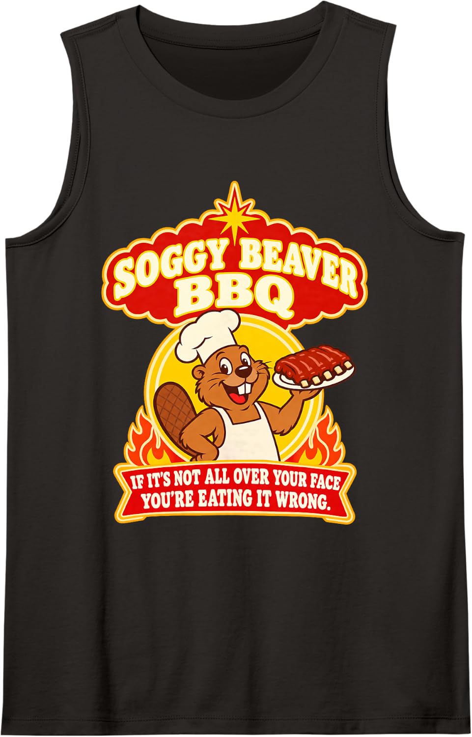 Soggy Beaver BBQ Animal Beaver Lovers Nature Beaver Sleeveless Tank Top - Black