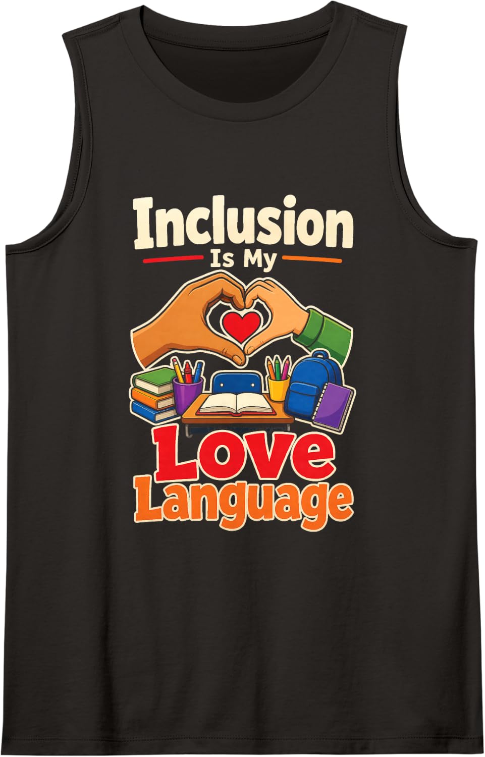 Special Education Staff Inclusion is My Love Language Sleeveless Tank Top - Black