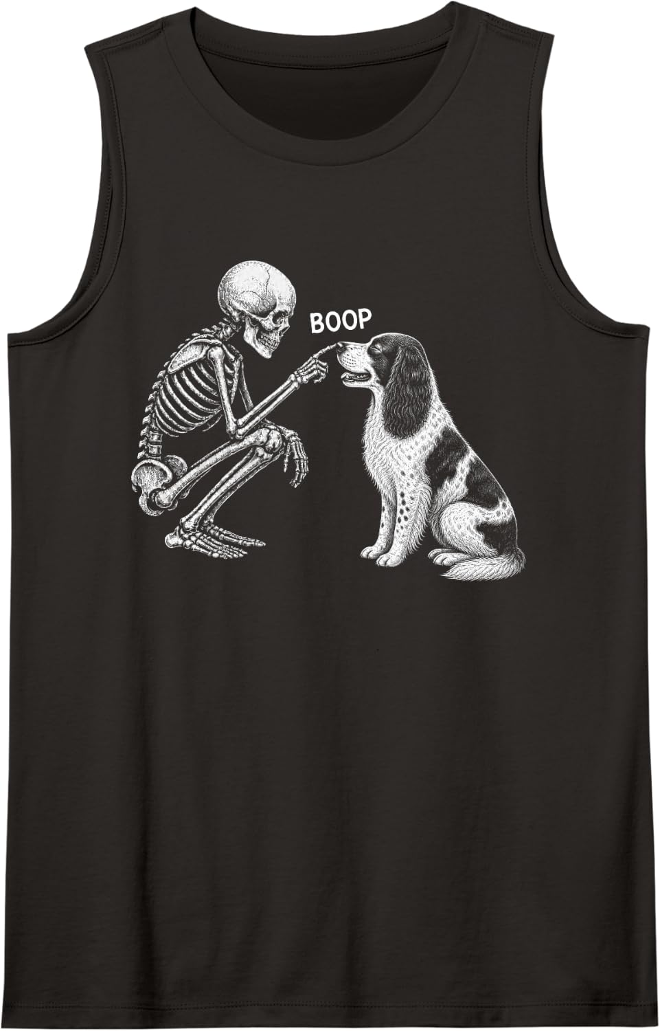 Skeleton Boop English Springer Spaniel Dog Nose Halloween Sleeveless Tank Top - Black