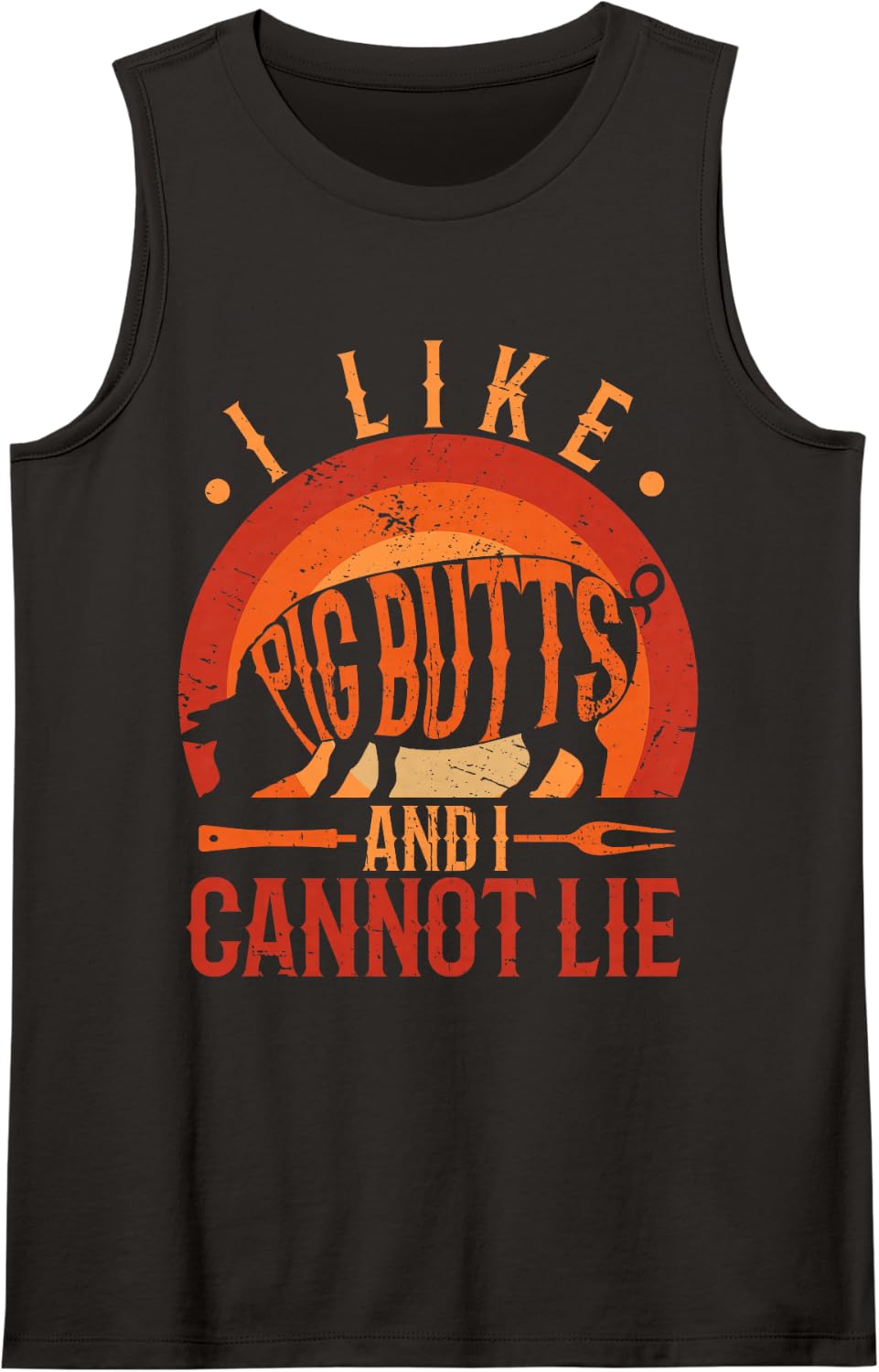 Silhouette BBQ Grill I Like Pig Butts and I Cannot Lie Sleeveless Tank Top - Black