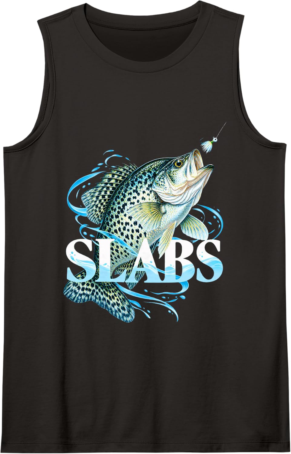 Slabs Crappie Fish Sleeveless Tank Top - Black