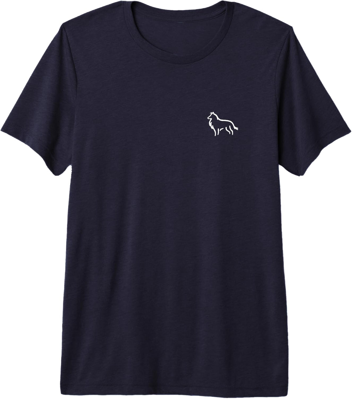 Simple Minimalist Badge Patch Line Art Collie Premium Tri-Blend T-Shirt - Navy Blue