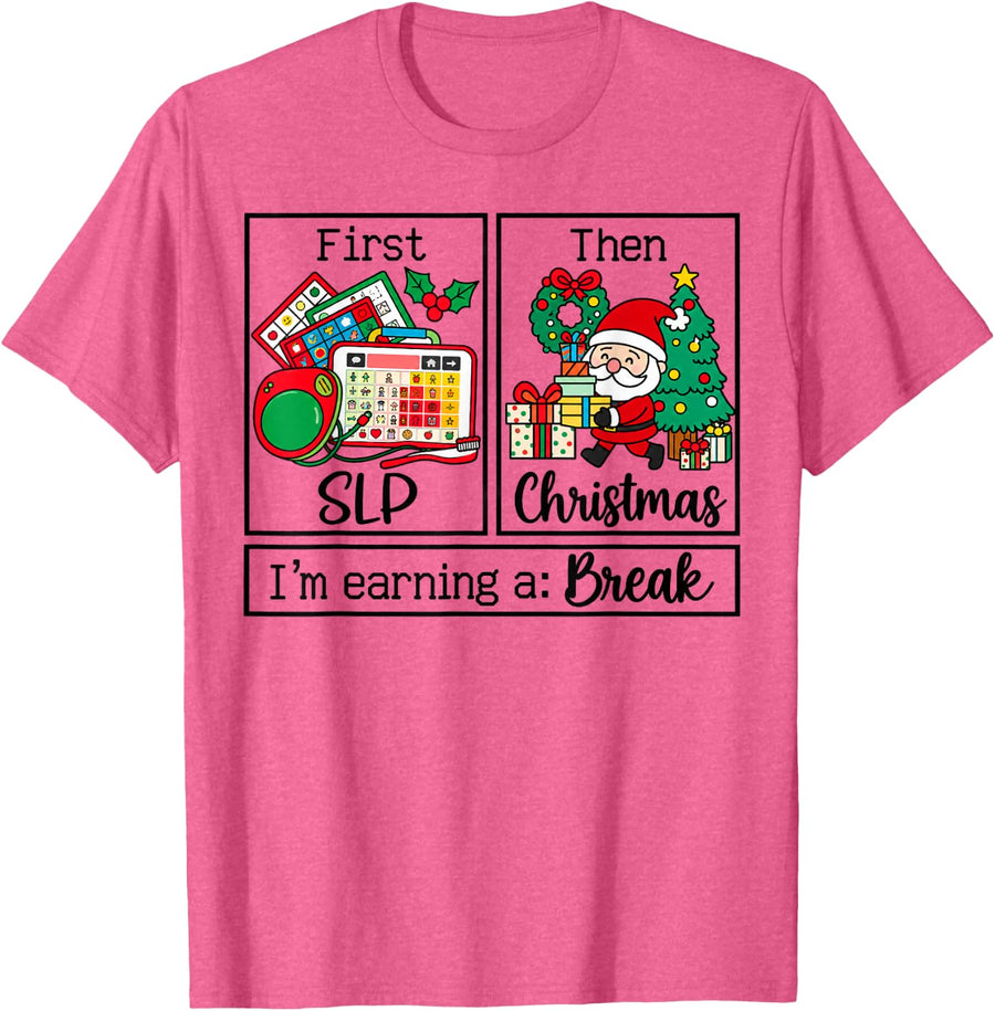 SLP Christmas Speech Therapist T-Shirt - Pink Heather