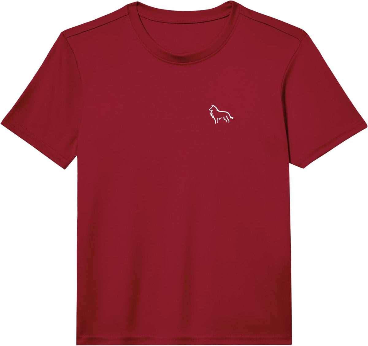 Simple Minimalist Badge Patch Line Art Collie Performance T-Shirt - Red
