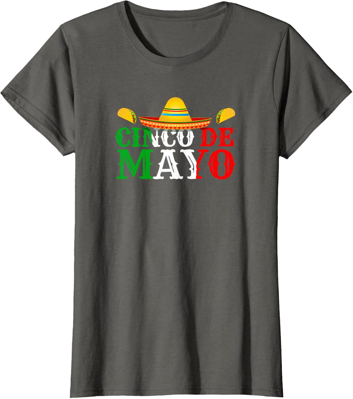 Mexico Flag Funny Cinco de Mayo Mexican Fiesta T-Shirt - Asphalt Grey