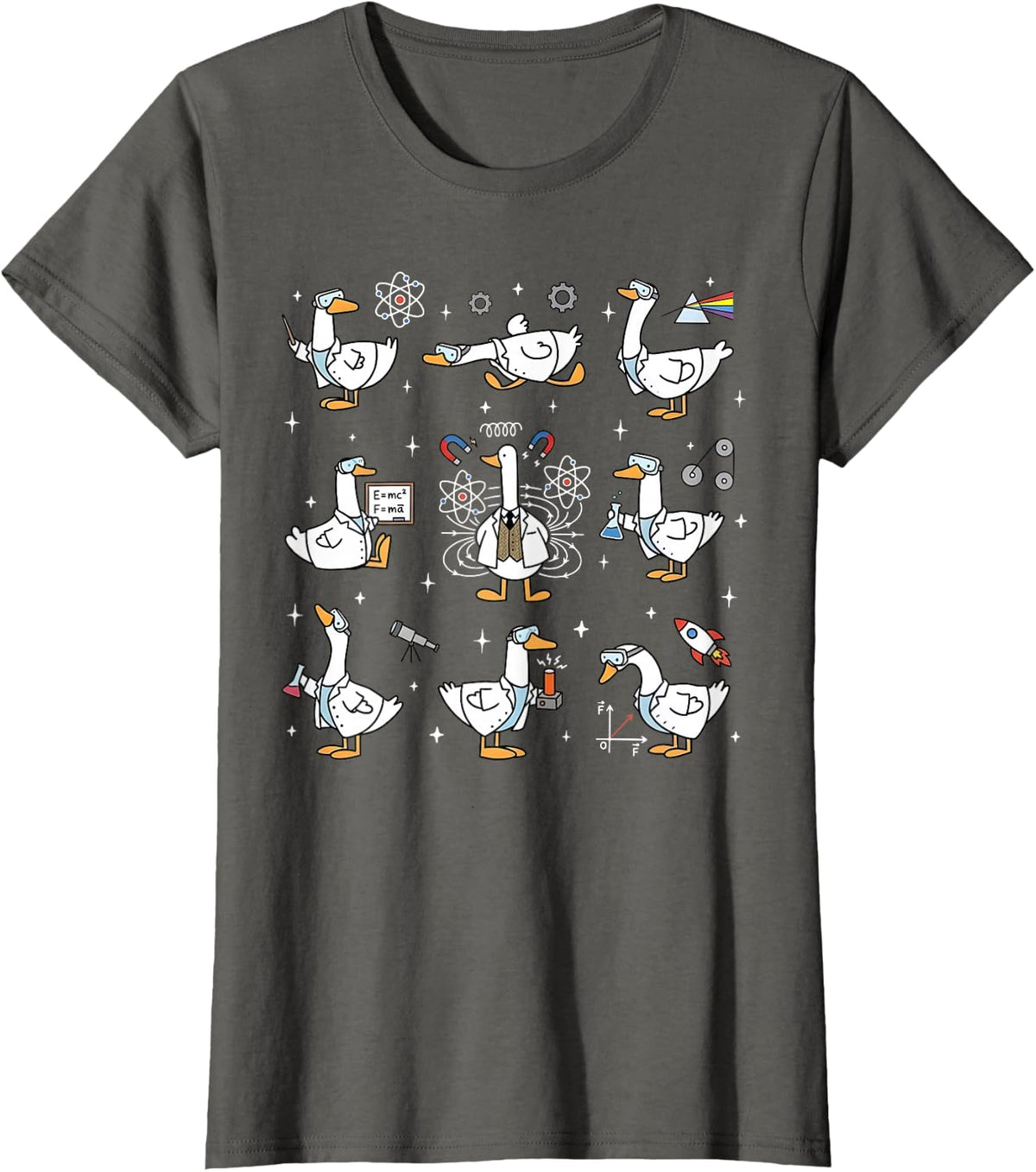 Silly Goose Physics STEM Teacher Science Technology Student T-Shirt - Asphalt Grey