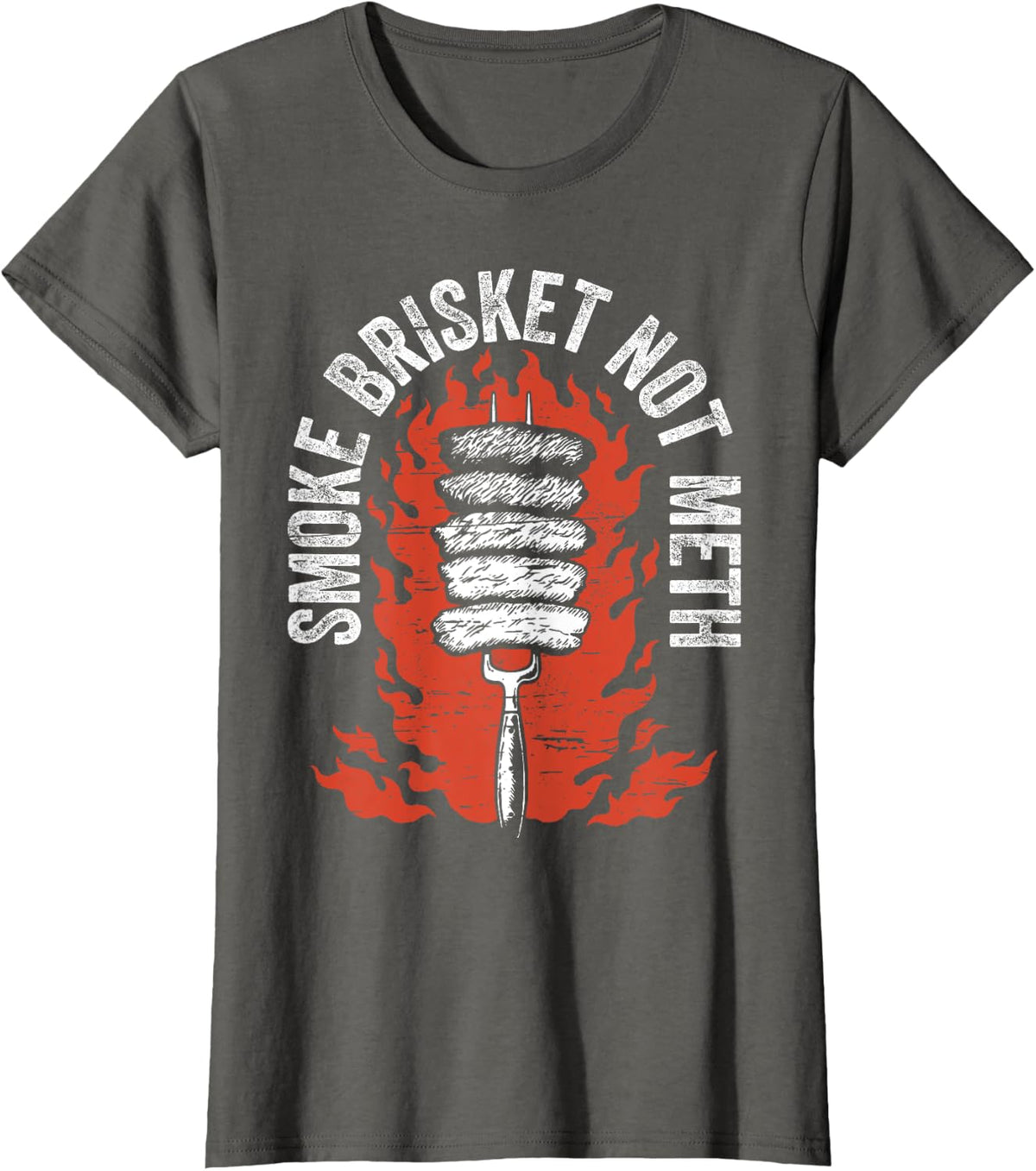 Smoke Brisket Not Meth Funny T-Shirt - Asphalt Grey