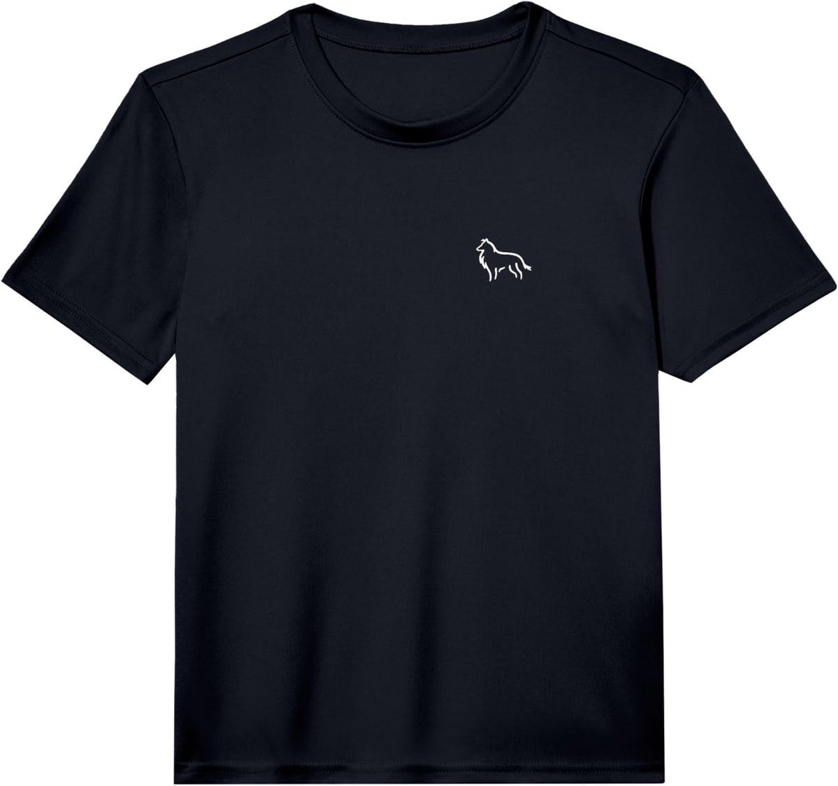 Simple Minimalist Badge Patch Line Art Collie Performance T-Shirt - Black