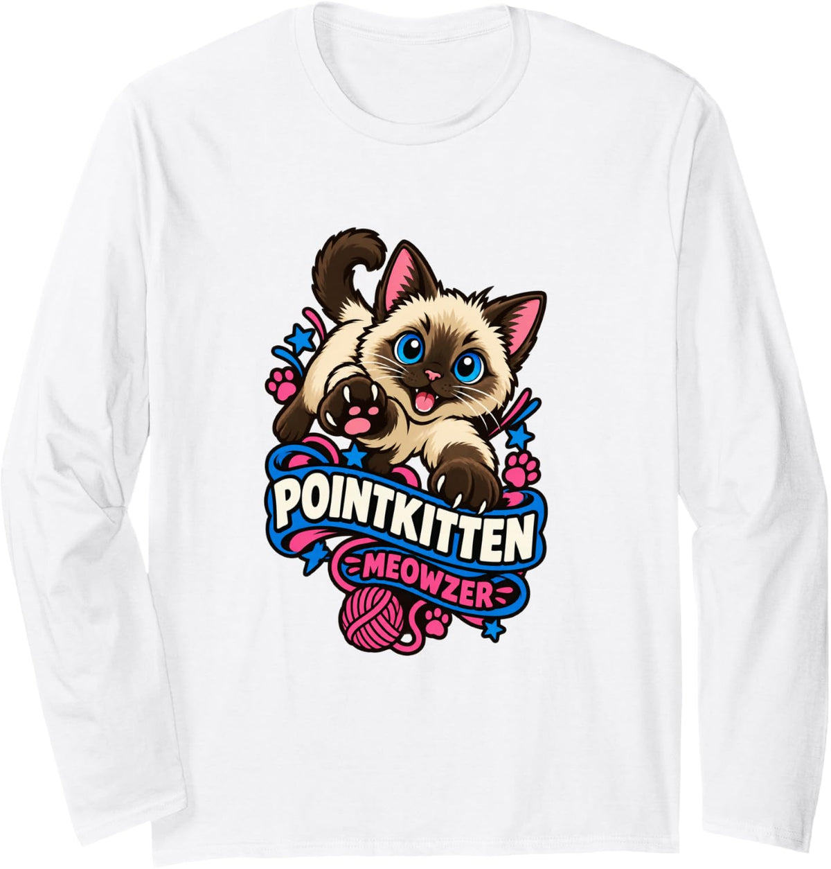 Siamese Kitten Meezer Point Cat Kitty Lover Cute Mom Gift Long Sleeve T-Shirt - Adult Unisex White