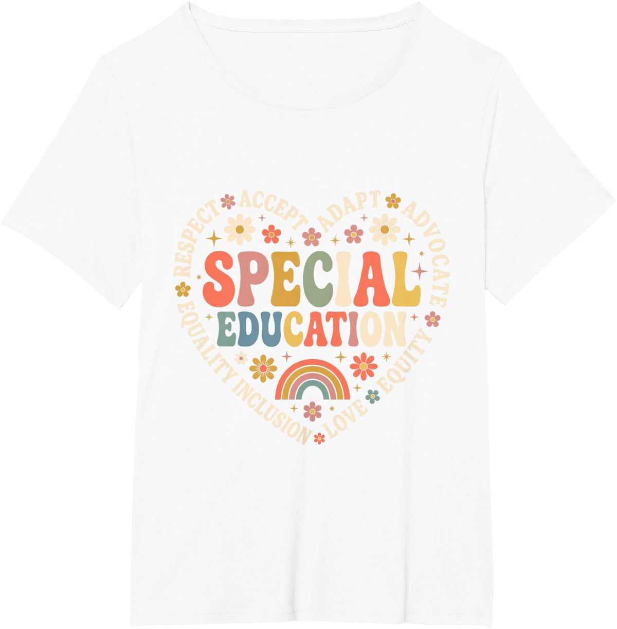 Special Education Inclusion Heart for Teachers T-Shirt - White