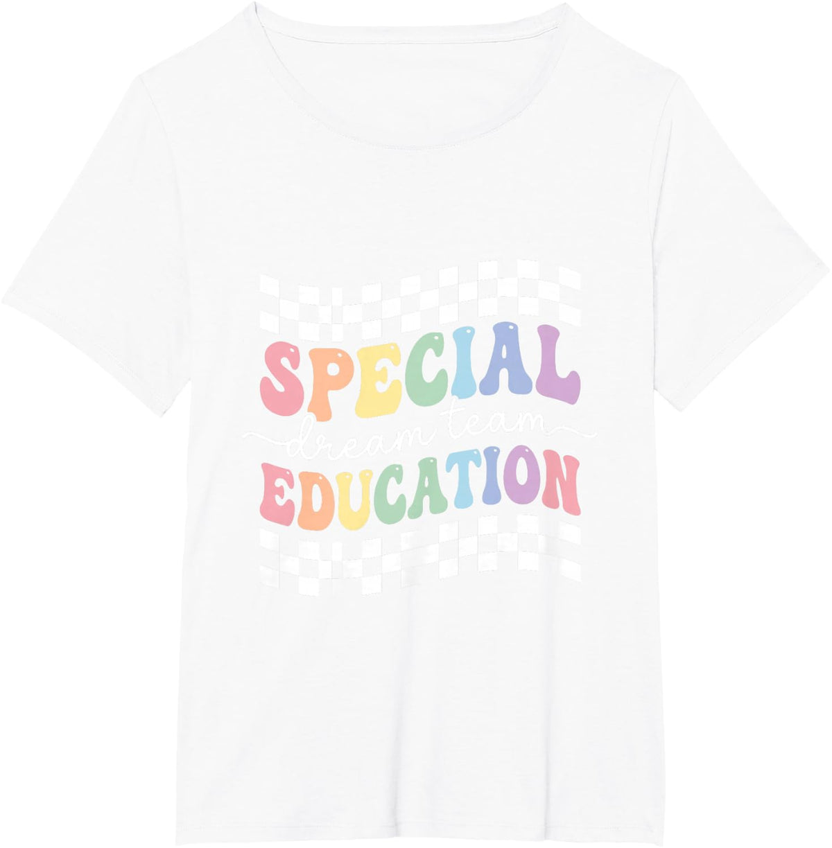 Special Education Dream Team SPED Teacher Retro Checkered T-Shirt - White