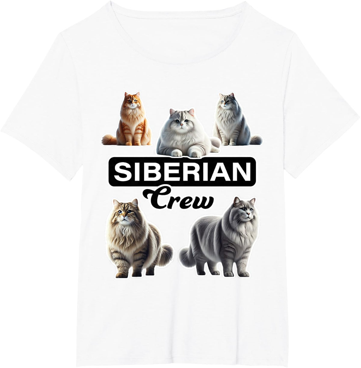 Siberian Cat Crew T-Shirt - White